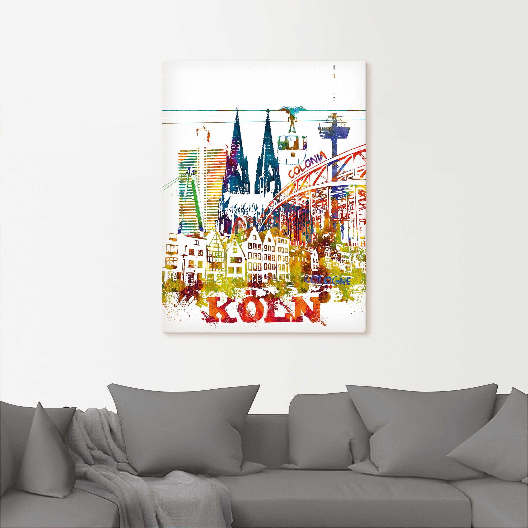 Artland Leinwandbild »Köln Dom Grafik«, Köln, (1 St.), auf Keilrahmen gespannt