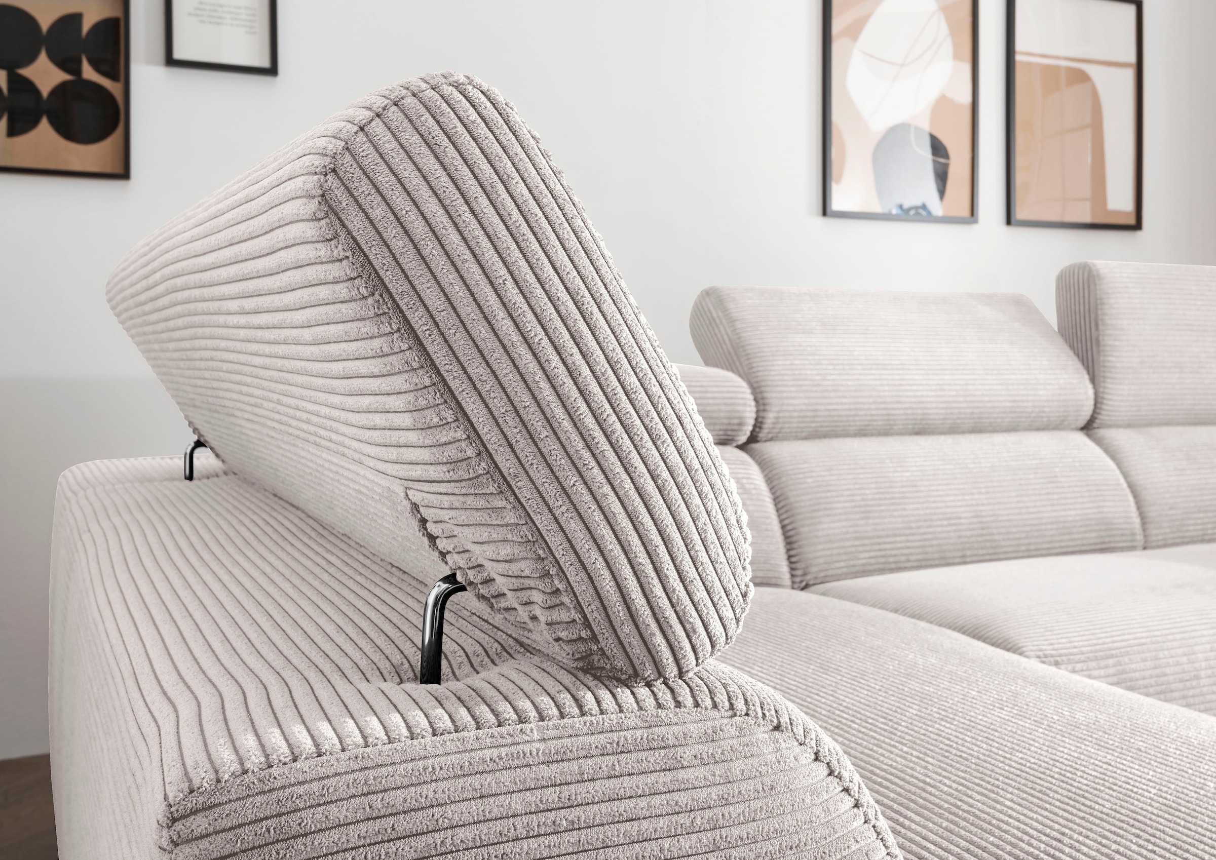 alina Ecksofa »Hikari«, wahlweise mit Sitzvorzug, in modernem Cordstoff, Breite 276 cm