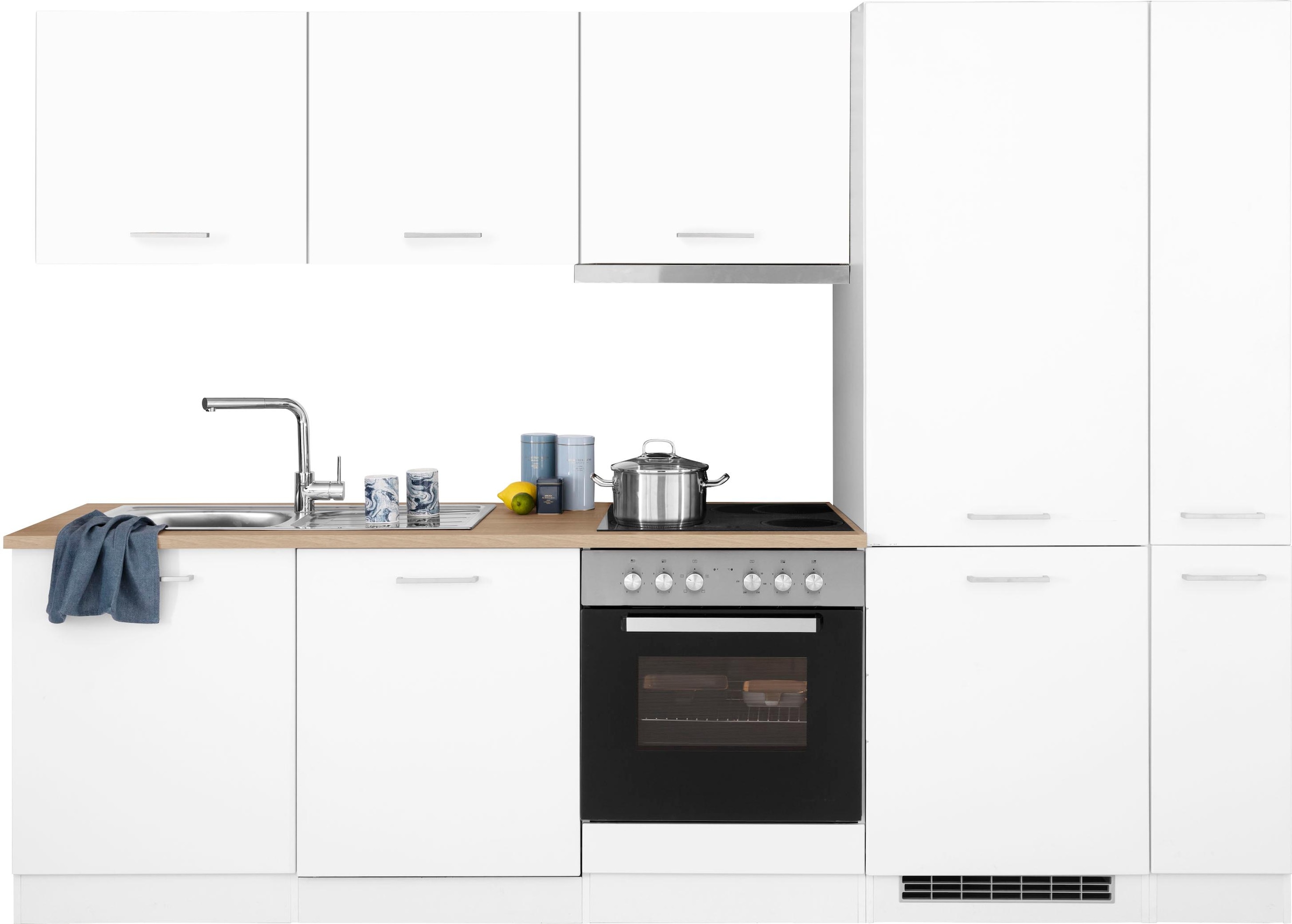 KOCHSTATION Küchenzeile »KS-Visby«, mit E-Geräten, Breite 270 cm, inkl. Kühl/Gefrierkombination