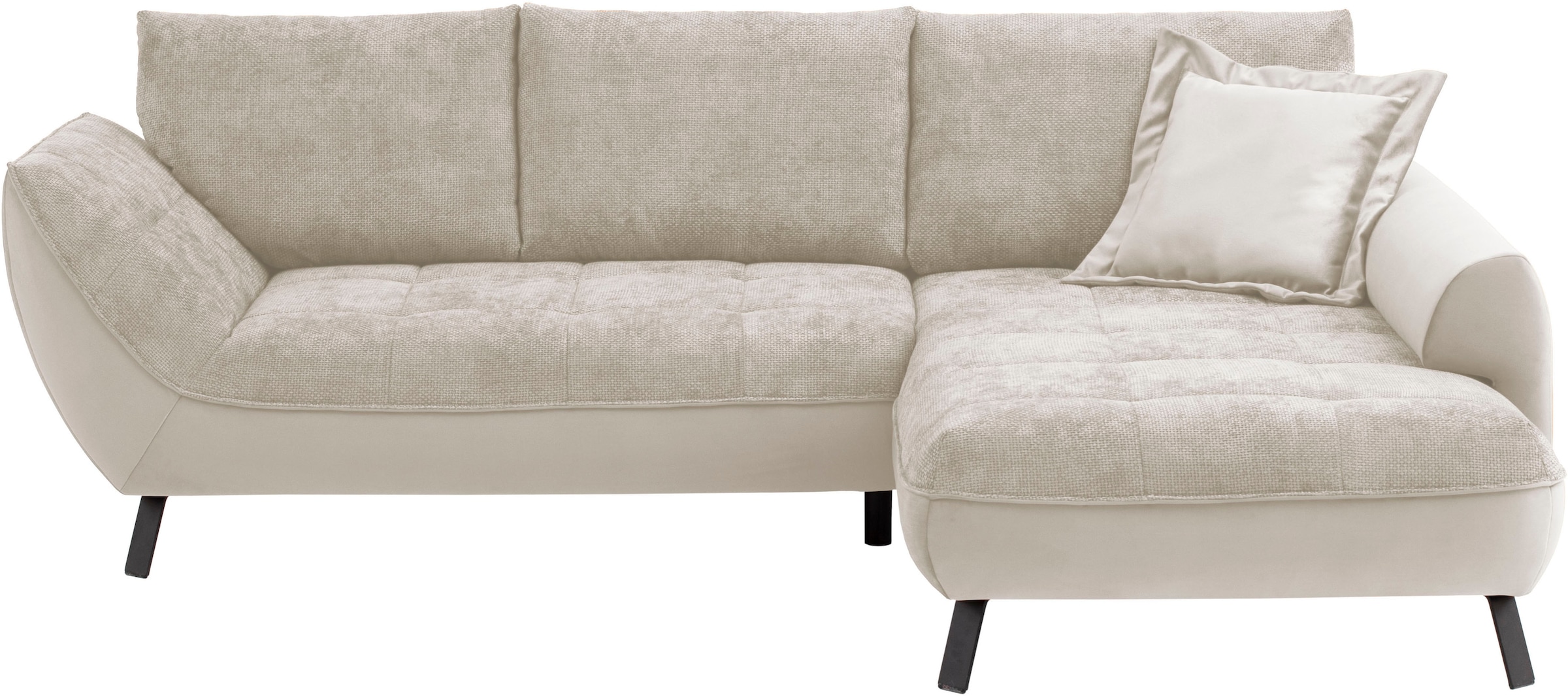 exxpo - sofa fashion Ecksofa »Bellinii, Materialmix, Strukturbezug und pflegeleichter Microvelours«, bequem und modern, Materialmix, L-Form