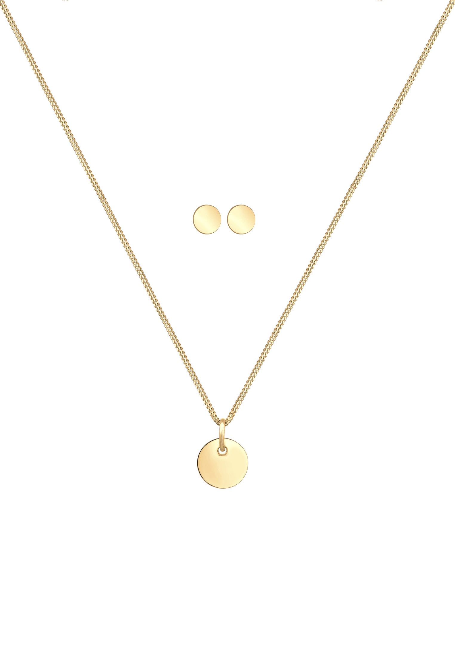 Elli Ohrring und Ketten Set »Schmuckset Halskette Ohrstecker Plättchen 925 Sterling Silber«