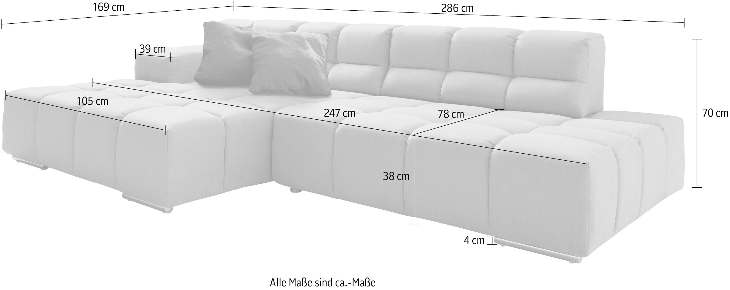 designwerk Ecksofa »Temple L-Form, tolles Designsofa«, mit Sitztiefenverstellung