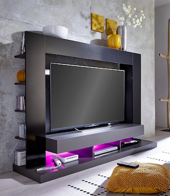 moderne TV-Wand in Schwarz
