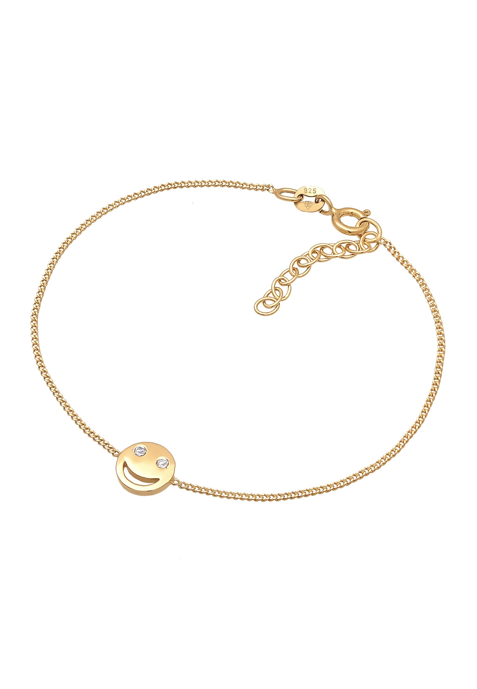 Elli Armkette »Armband mit Smile Face und Kristalle 925 Silber«