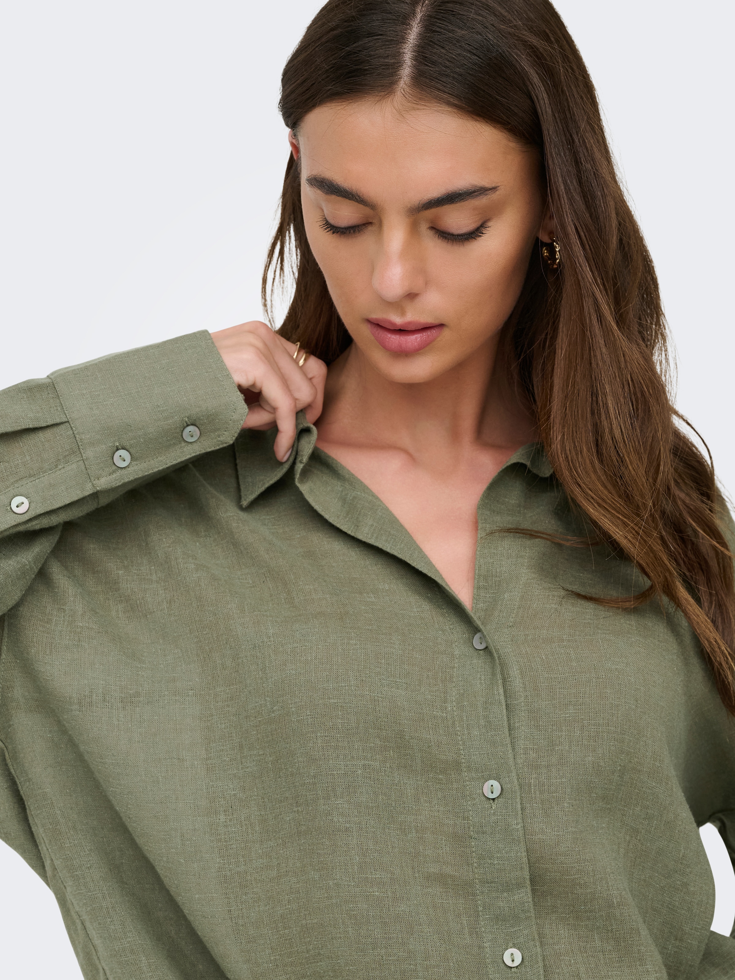 ONLY Hemdbluse »ONLBRUXELLES V- LS LIN BL SHIRT PNT NOOS« mit Leinen