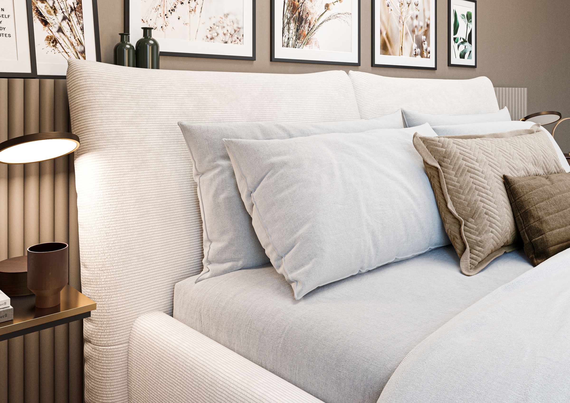 PLACES OF STYLE Polsterbett »Priora in 4 Breiten bis 200cm« auch in NaturLEDER, Cord, belastbar bis 280kg, auch Überlänge 220 cm