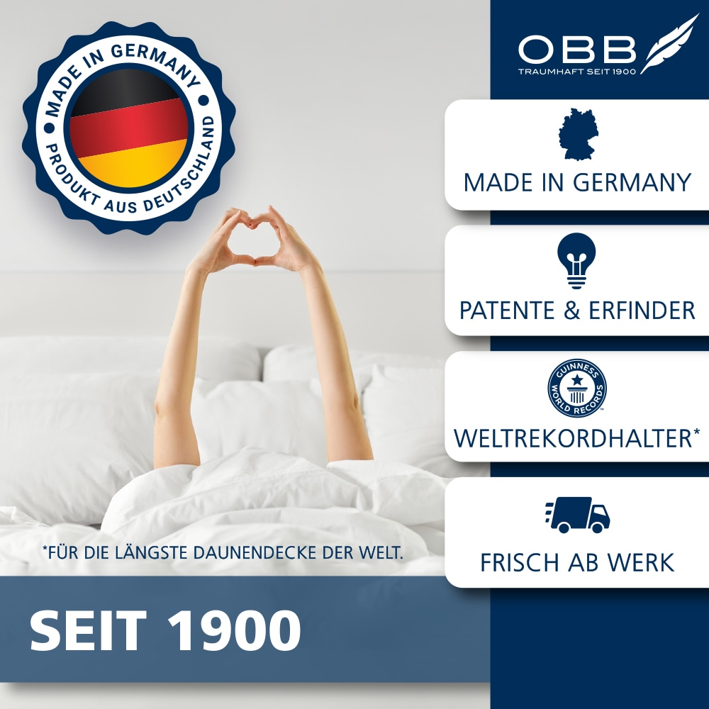 OBB Daunenbettdecke + Kopfkissen »Edition 125 Jahre, Bettendeckenset 2teilig, für Sommer oder Winter« Decke mit Kissen 135x200 oder 155x220 cm, Made in Germany