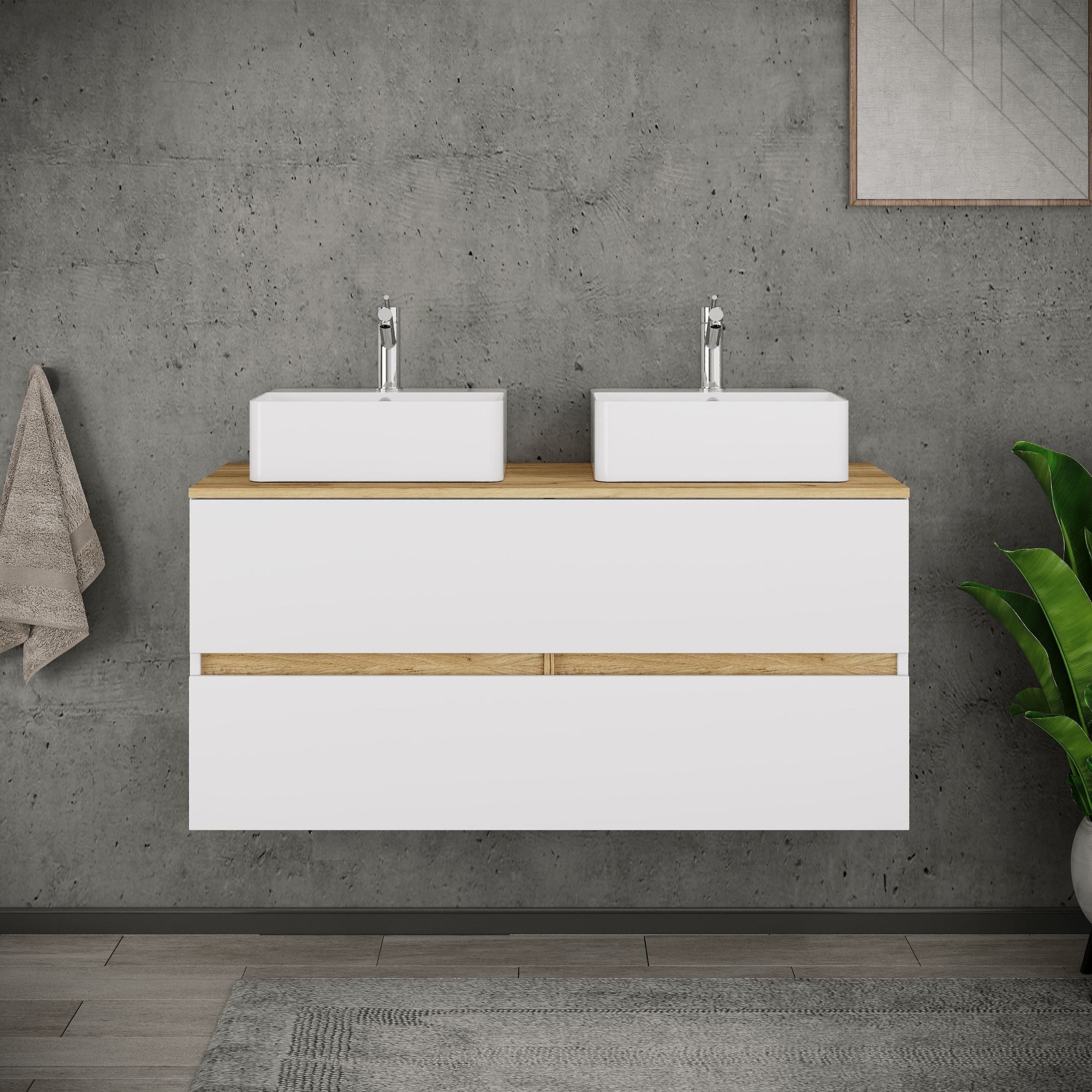 VCM Waschtisch »3 tlg. Badmöbel-Set mit Waschbecken Cosila-A 111cm« 3 Stk. tlg.