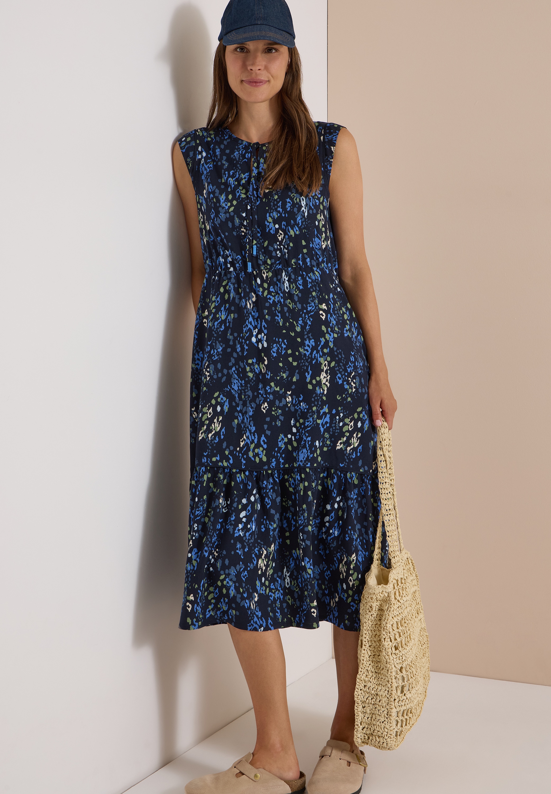Cecil Midikleid Eingrifftaschen Sommerkleid, kleiner V-Ausschnitt, mit Eingrifftaschen