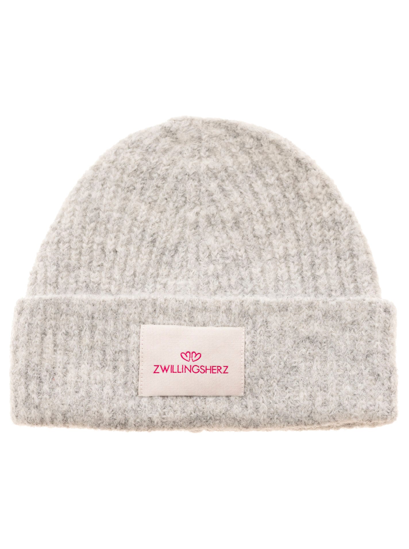 Zwillingsherz Strickmütze »"Zwillingsherz Patch"«, gerippt,  mit Wolle und Umschlag, mit Patch
