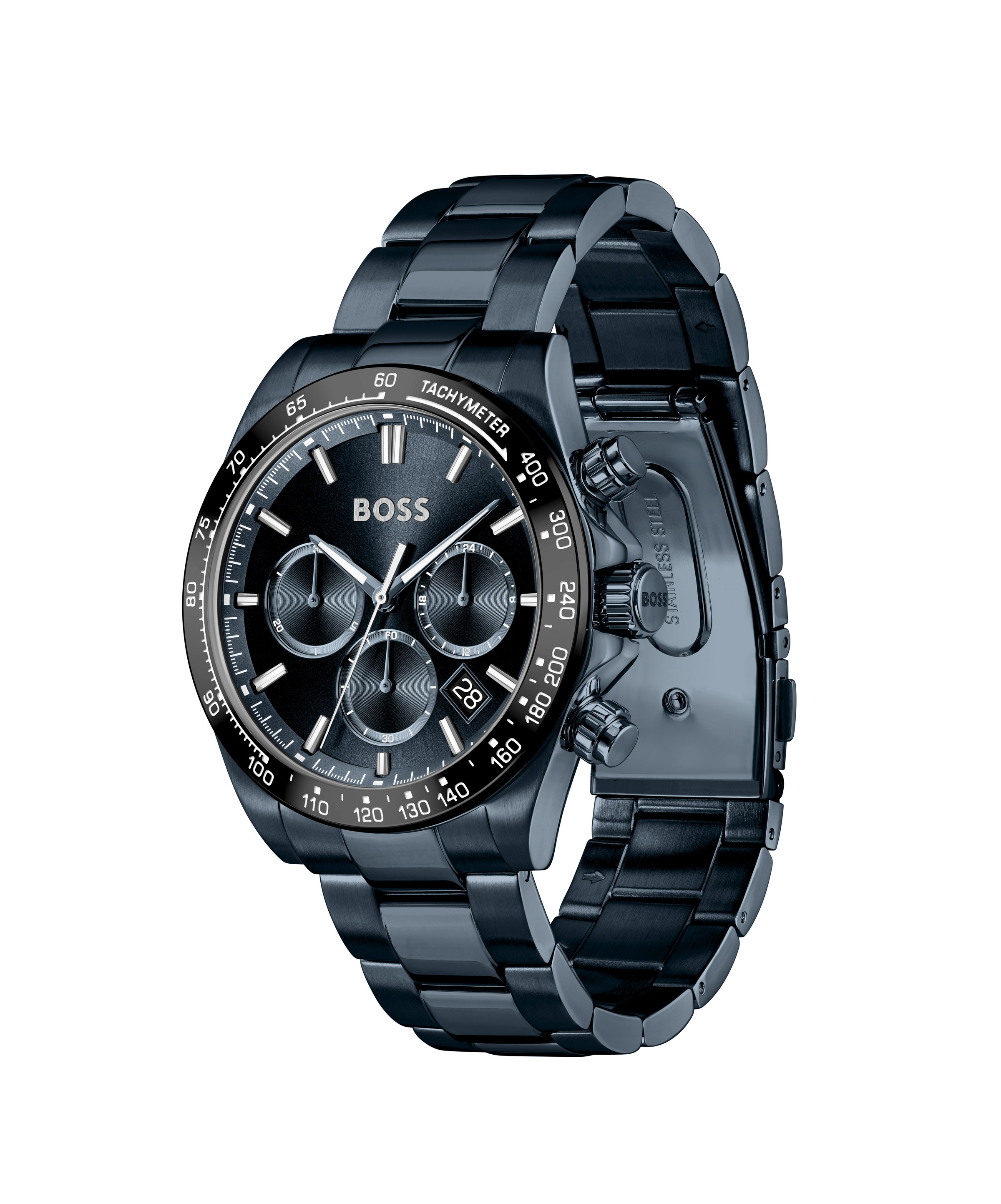 BOSS Chronograph »HERO 2.0« Quarzuhr, Armbanduhr, Herrenuhr, Edelstahlarmband, analog, Tag