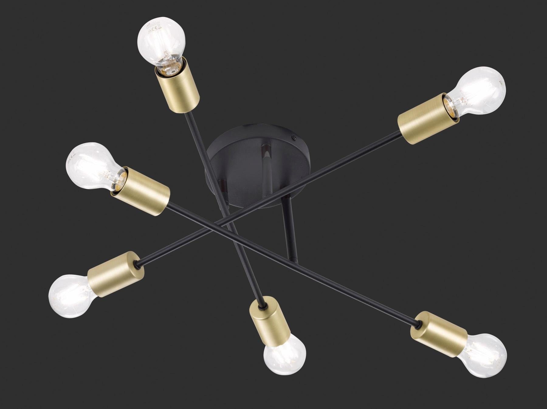 TRIO Leuchten Deckenleuchte »CROSS«, 6 flammig-flammig, 6-flammig, Arme schwenkbar, Ø 57cm, schwarz, bronzefarbigen Fassungen