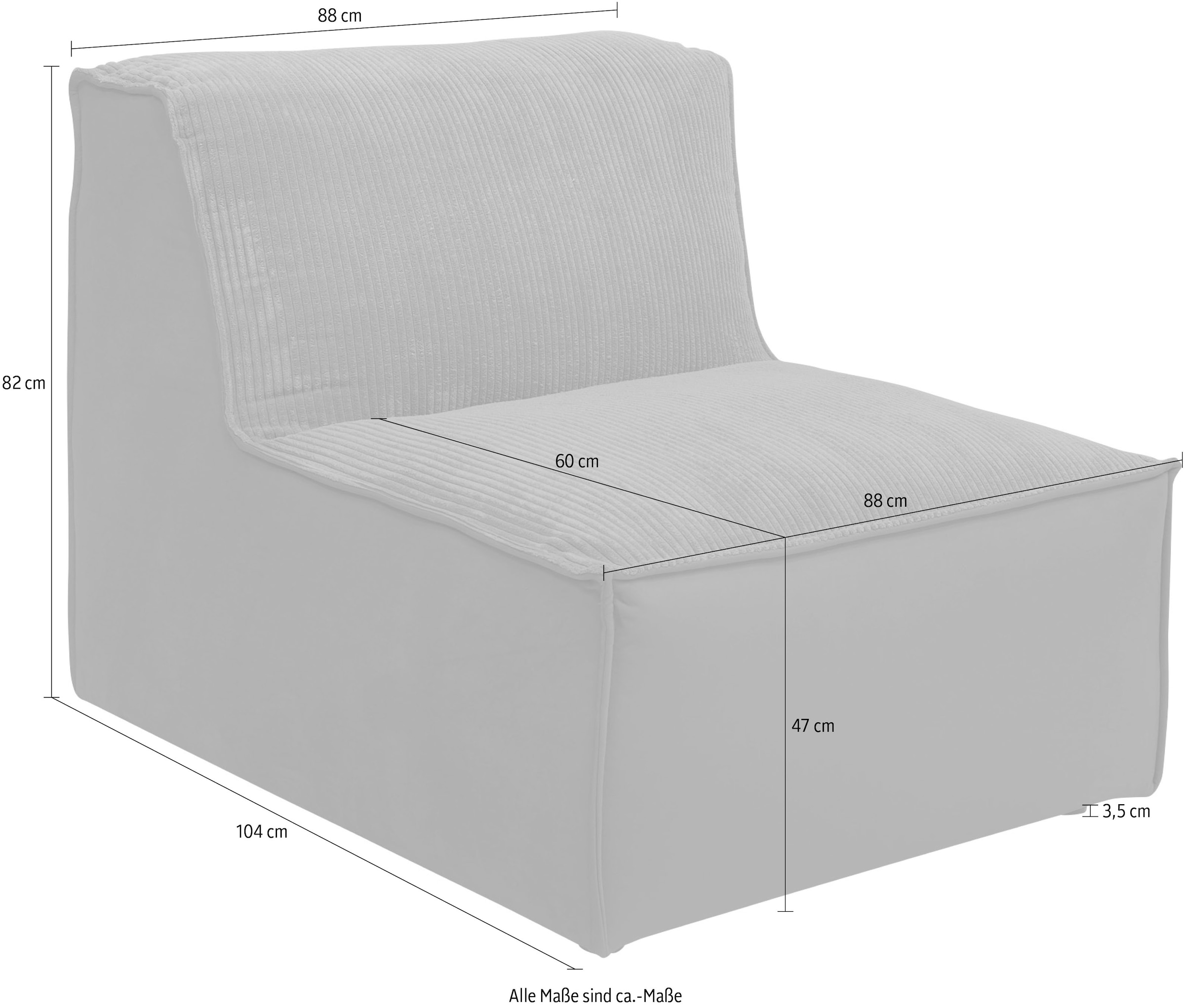 RAUM.ID Sofa-Mittelelement »Modulid«, (1 St.), als Modul oder separat  verwendbar, in Cord online bei OTTO