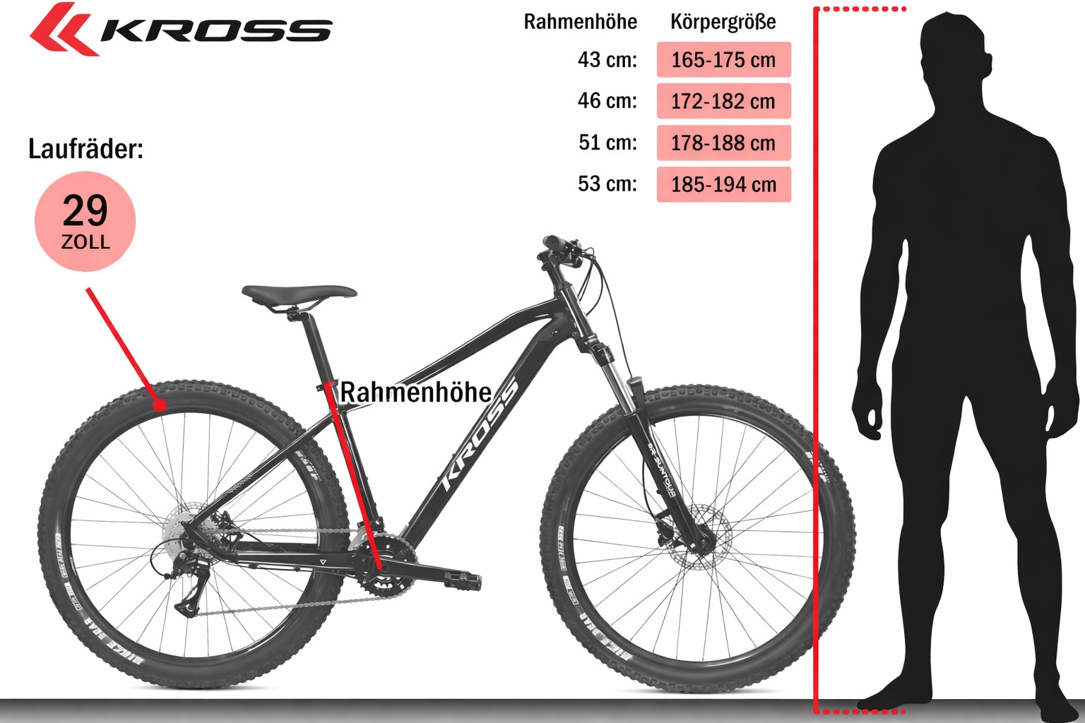 Kross Mountainbike »Hexagon 4.0« 16 Gang Shimano ACERA M3020 Schaltwerk Kettenschaltung