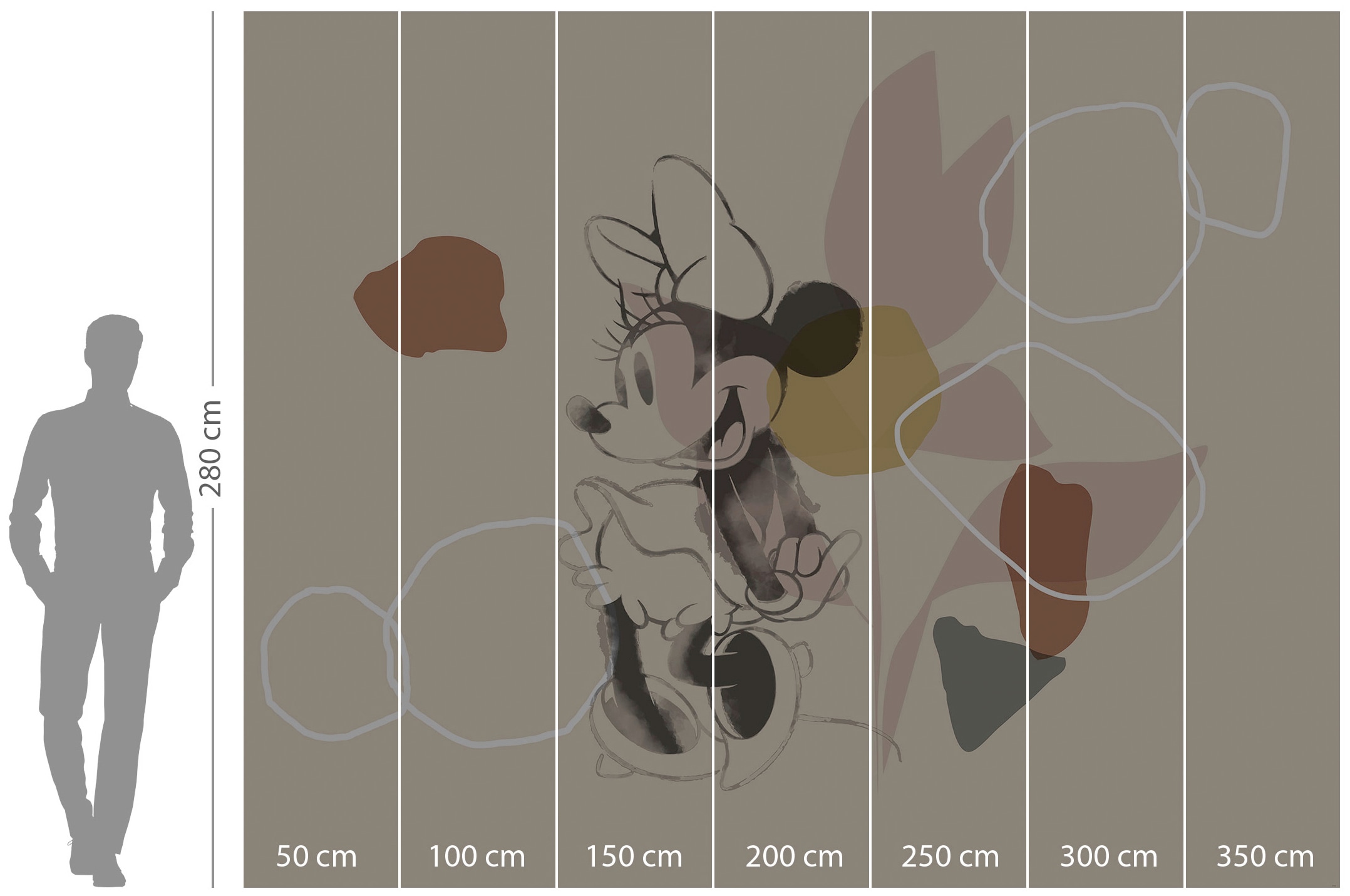 Komar Vliestapete »Digitaldruck Vlies - Minnie Soft Shapes - Größe 350 x 280 cm«, bedruckt, Kinderzimmer
