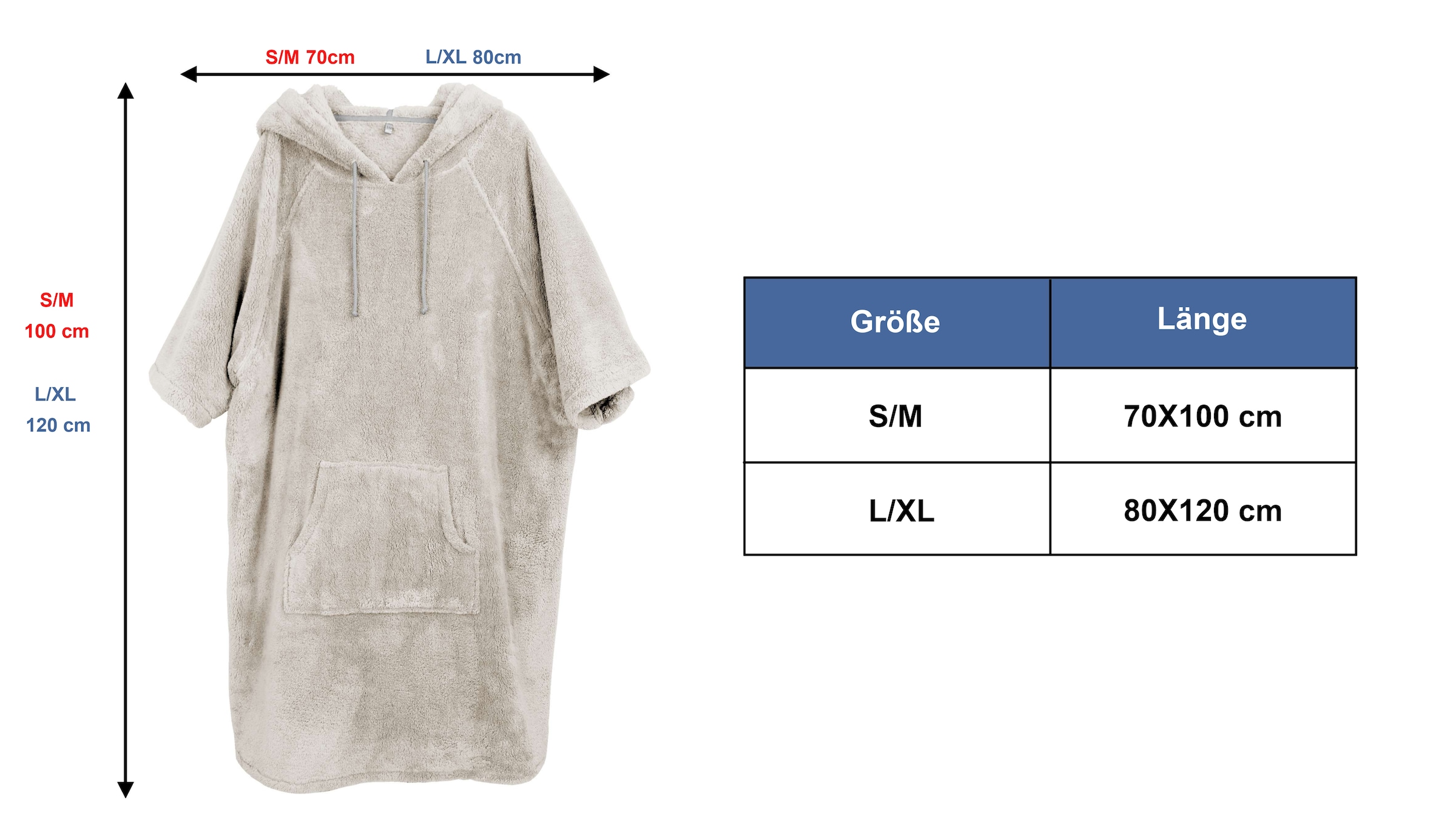 my home Badeponcho »Lillou, ideal für Sauna, Spa & im Urlaub«, (1 St.), weich und kuschelig, Fleece, Unisex, für Damen und Herren, Surfponcho