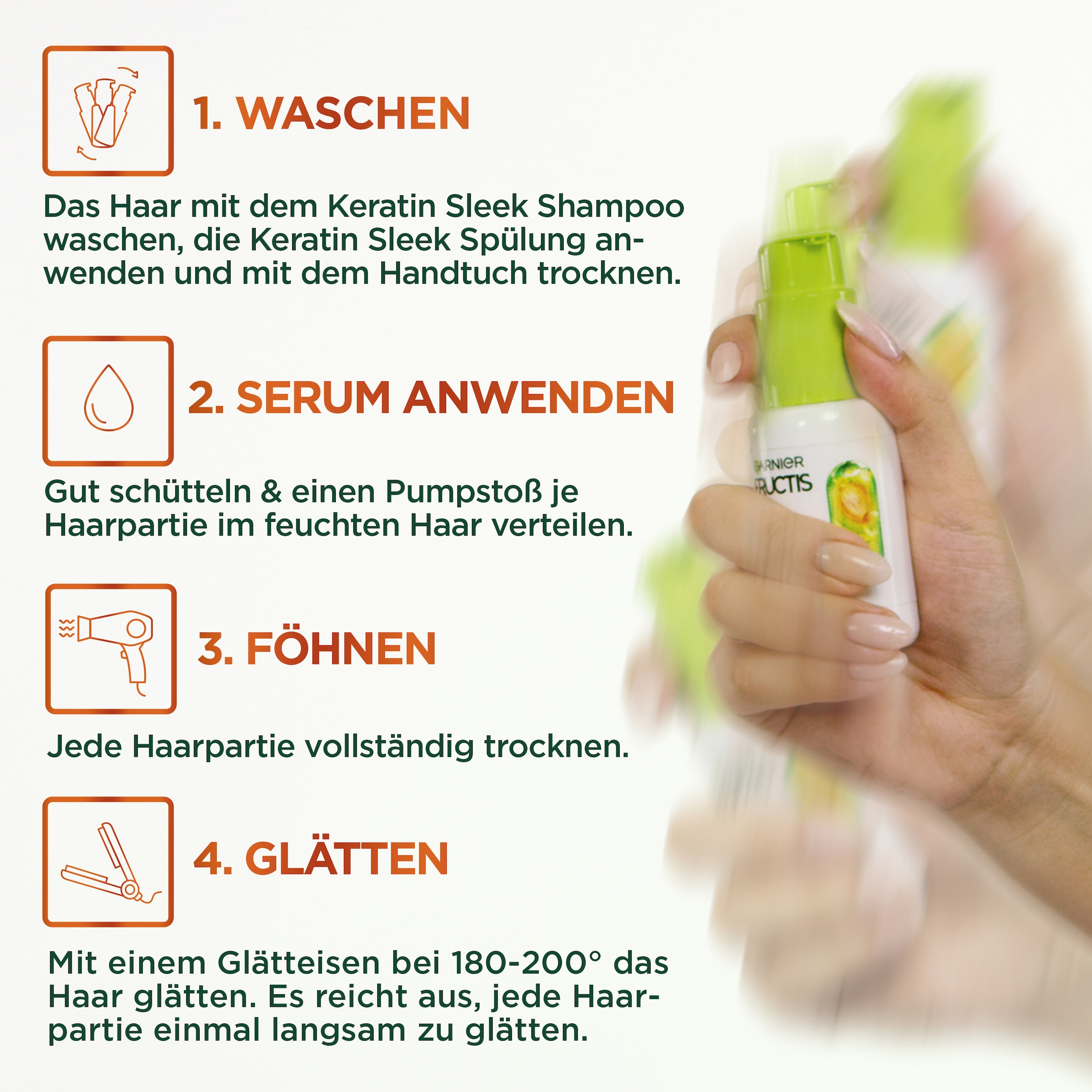 GARNIER Haarserum »Garnier Fructis Sleek & Stay Heat-Activated Serum«, Für trockenes, zu Frizz neigendes Haar, bietet Schutz für Haarfaser.