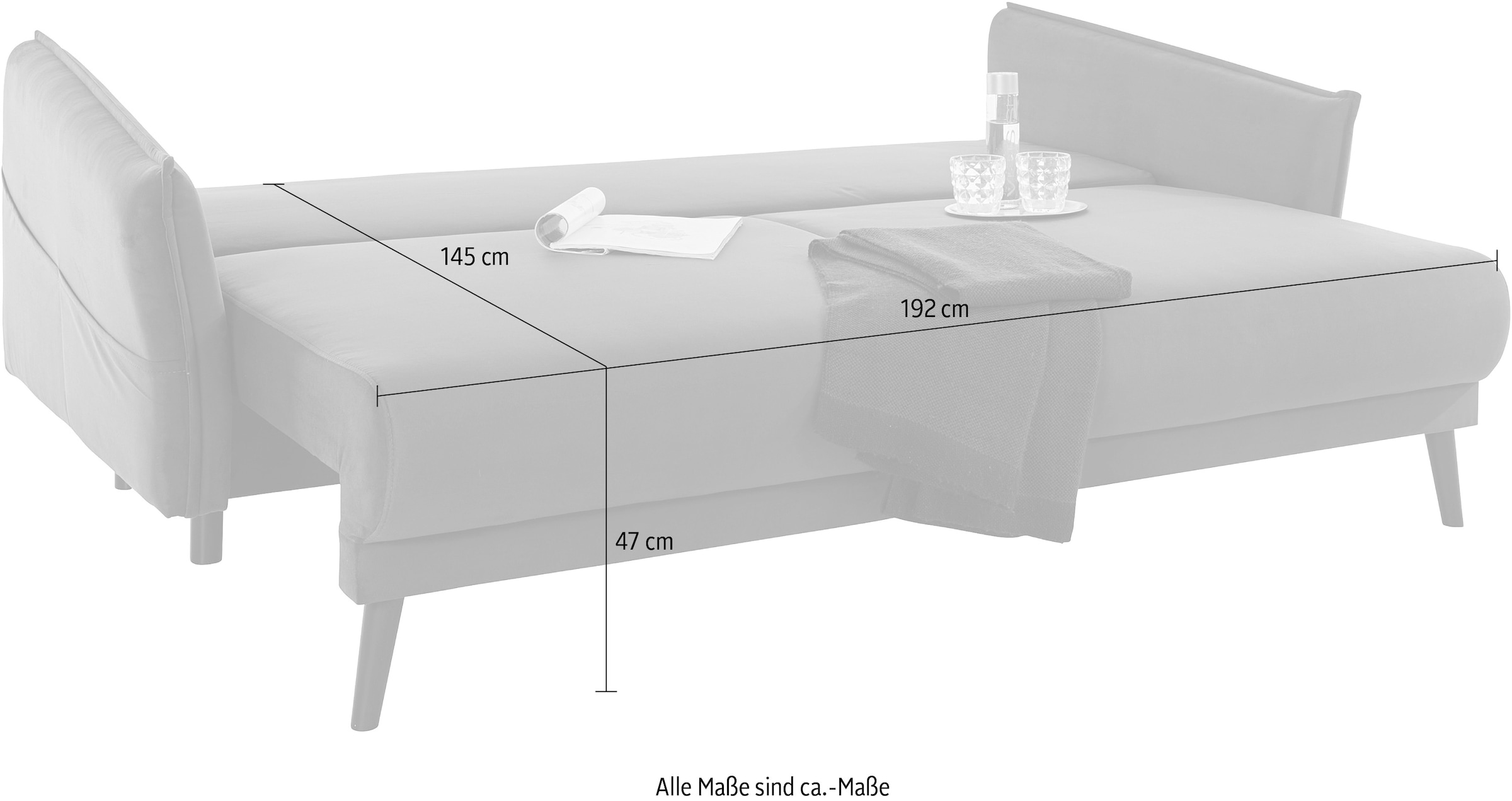 Home affaire Schlafsofa »Granbo«, incl. Bettfunktion und Bettkasten, Federkern-Polsterung, Seitentasche