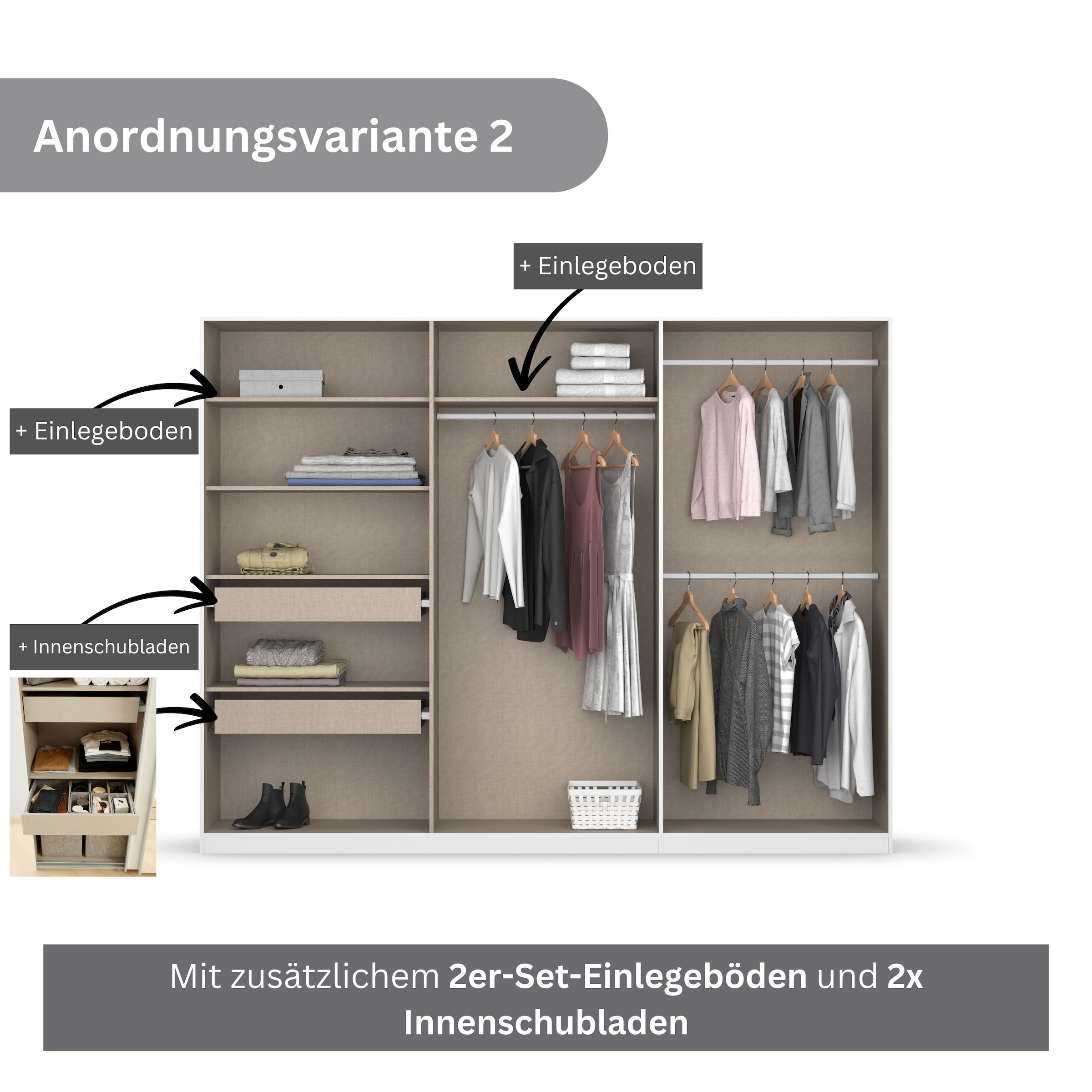 rauch Drehtürenschrank »Koluna«, Hochglanzfront mit Spiegel, inkl. 2 Innenschubladen sowie extra Böden