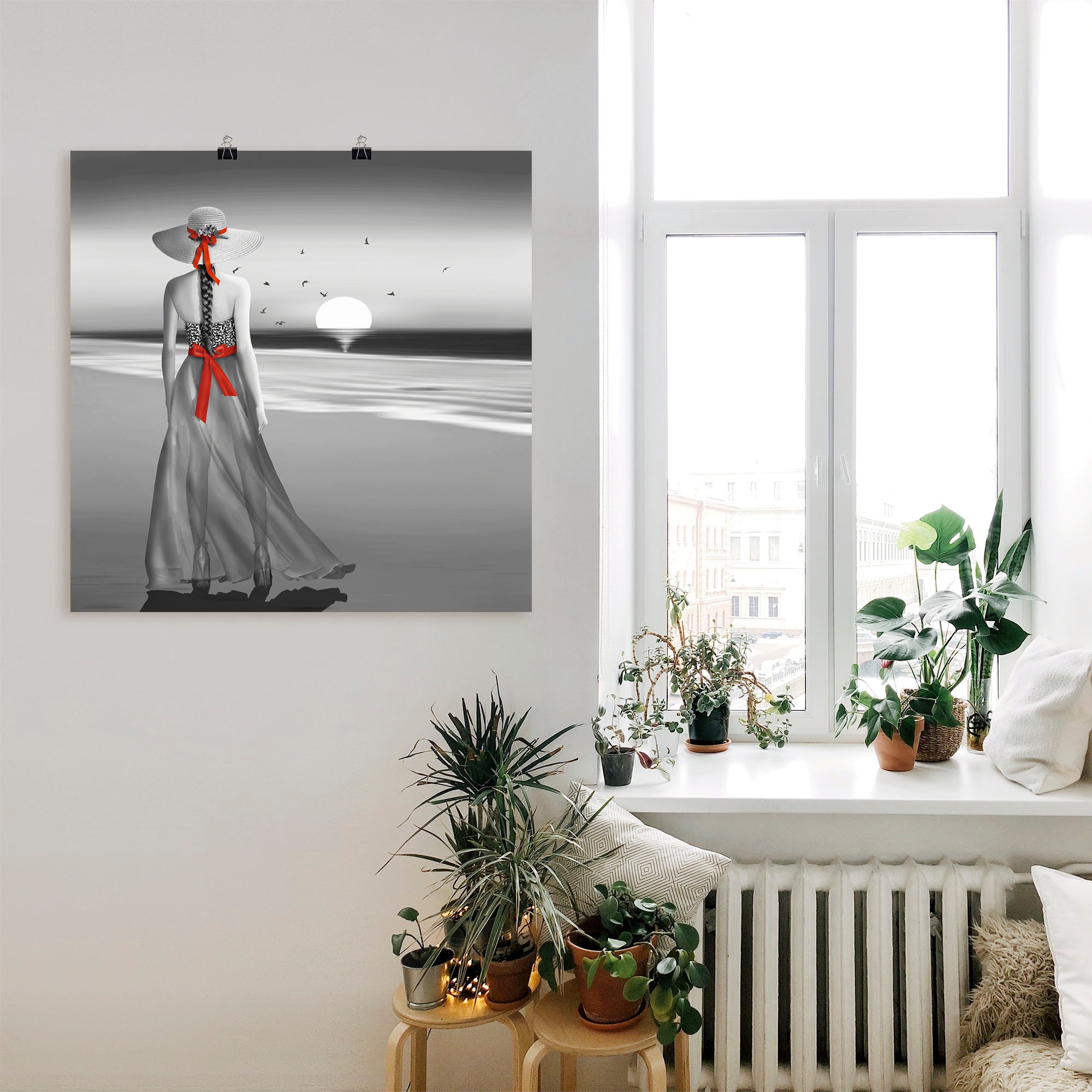 Artland Wandbild »Ein Blick zurück aufs Meer«, Frau, (1 St.), als Alubild, Outdoorbild, Leinwandbild, Poster, Wandaufkleber