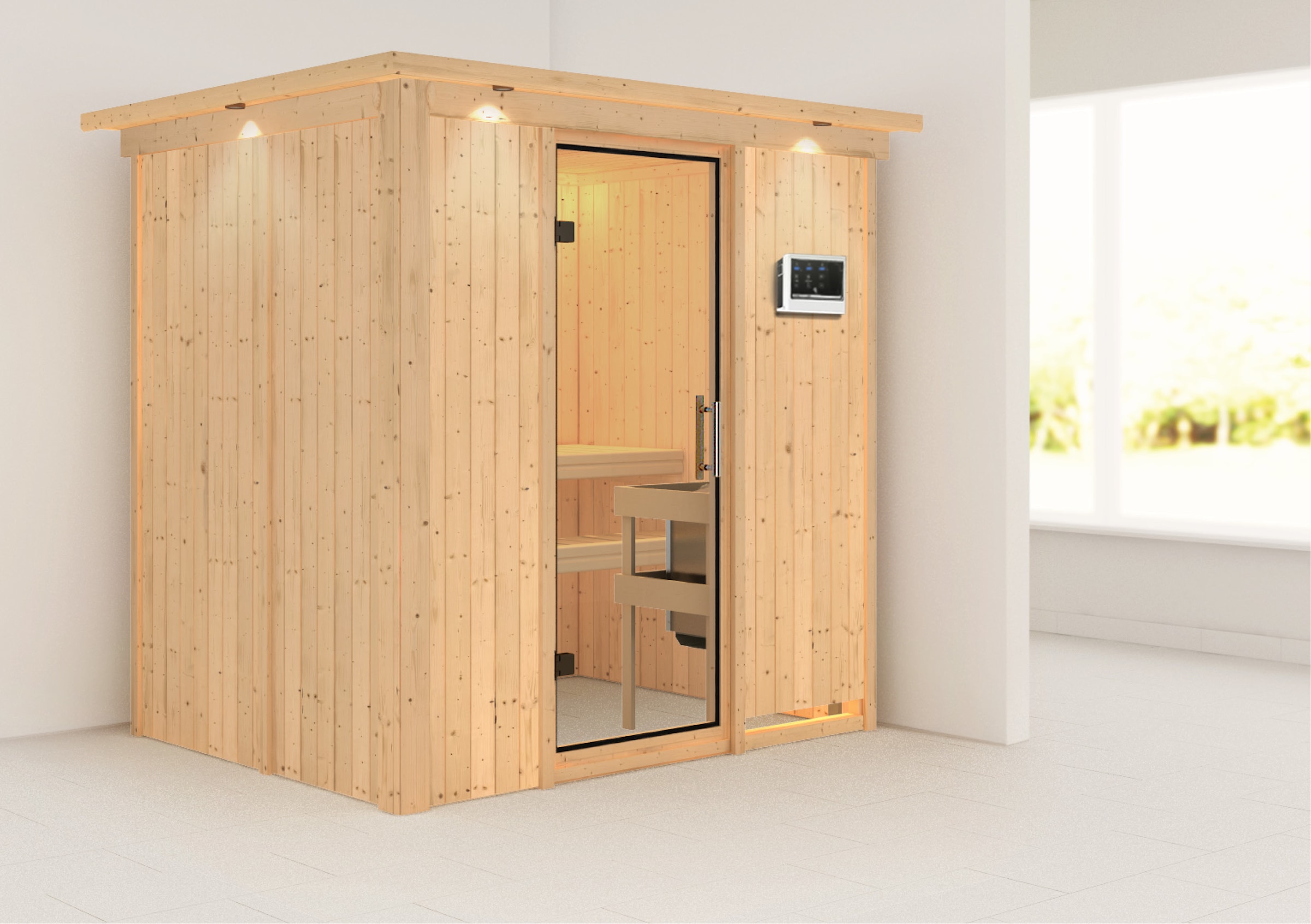 Karibu Sauna »Finja« Set,  Ofen 3,6 kW externe Strg.easy