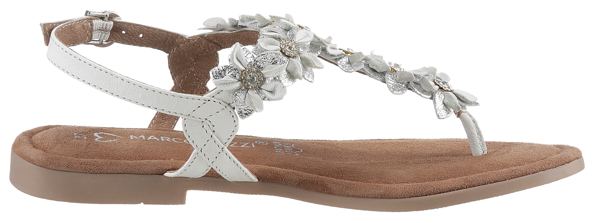 MARCO TOZZI Sandale, Sommerschuh, Sandale, Blockabsatz, mit aufwendiger Blütenverzierung