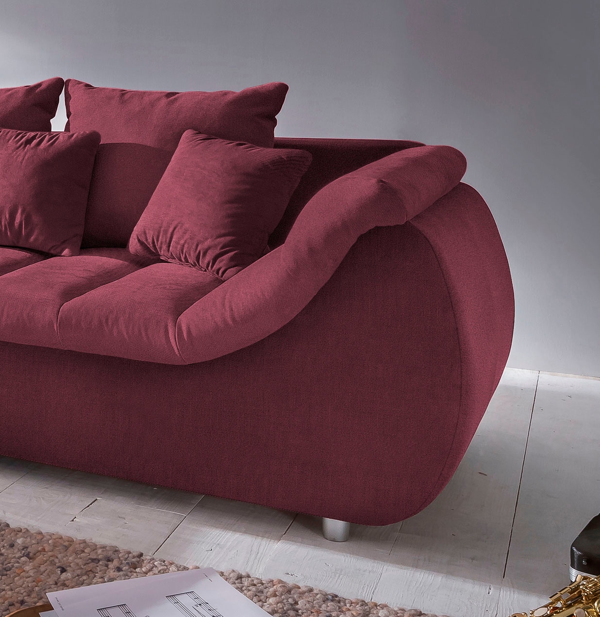 INOSIGN Ecksofa »Imola elegant und bequem, aktuelle Steppung im Sitz, L-Form«, wahlweise mit Bettfunktion