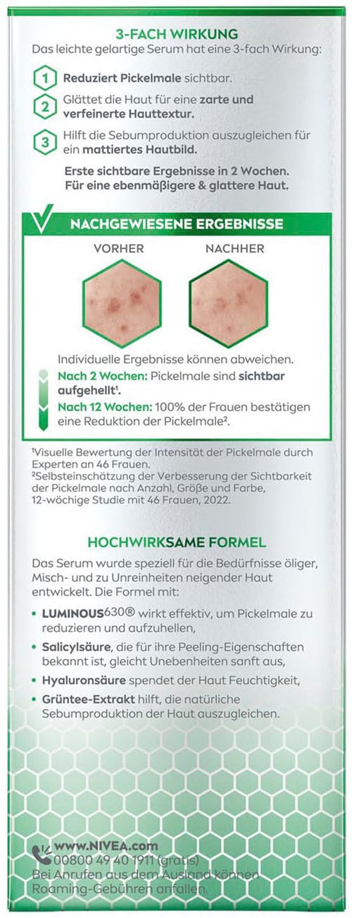 Nivea Gesichtsserum »LUMINOUS630 Anti-Pigmentflecken Pickelmale Serum«