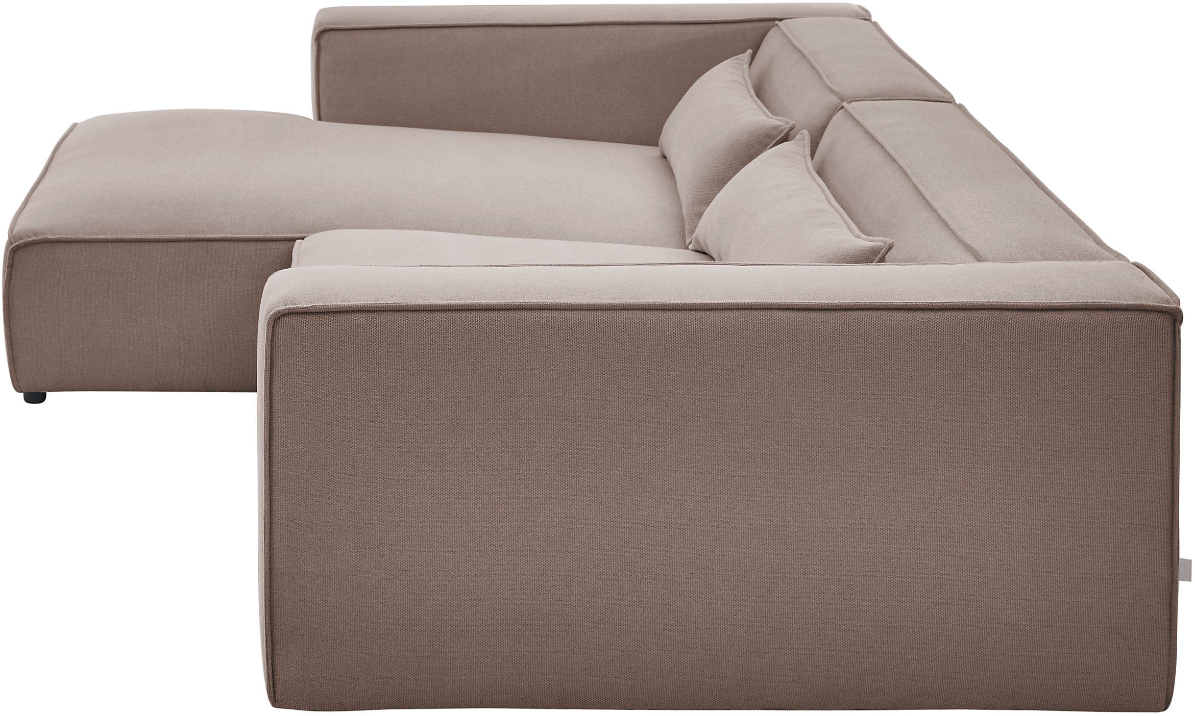 LeGer Home by Lena Gercke Ecksofa »PIARA XXL, Big-Sofa in Cord oder Leinenoptik, L-Form, mit Kedernaht«, wahlweise Ottomane rechts/links, schwarze Füße, extra tiefe Sitzfläche