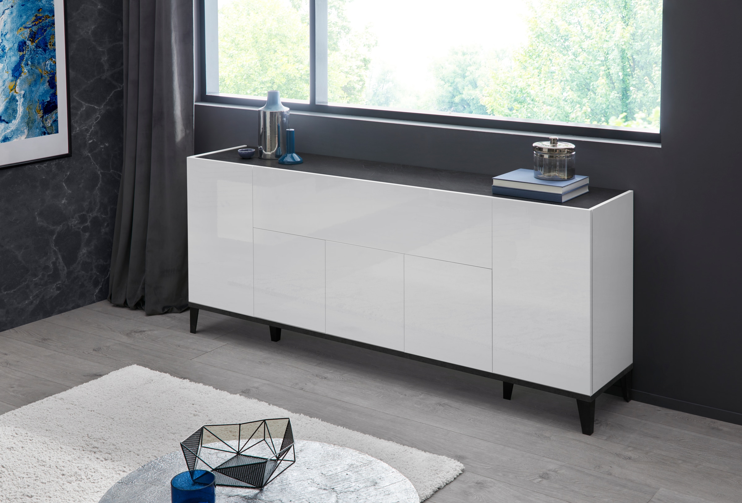 INOSIGN Sideboard »Sunrise«, Kommode mit 5 Türen und 1 Klapptür, Breite 200 cm