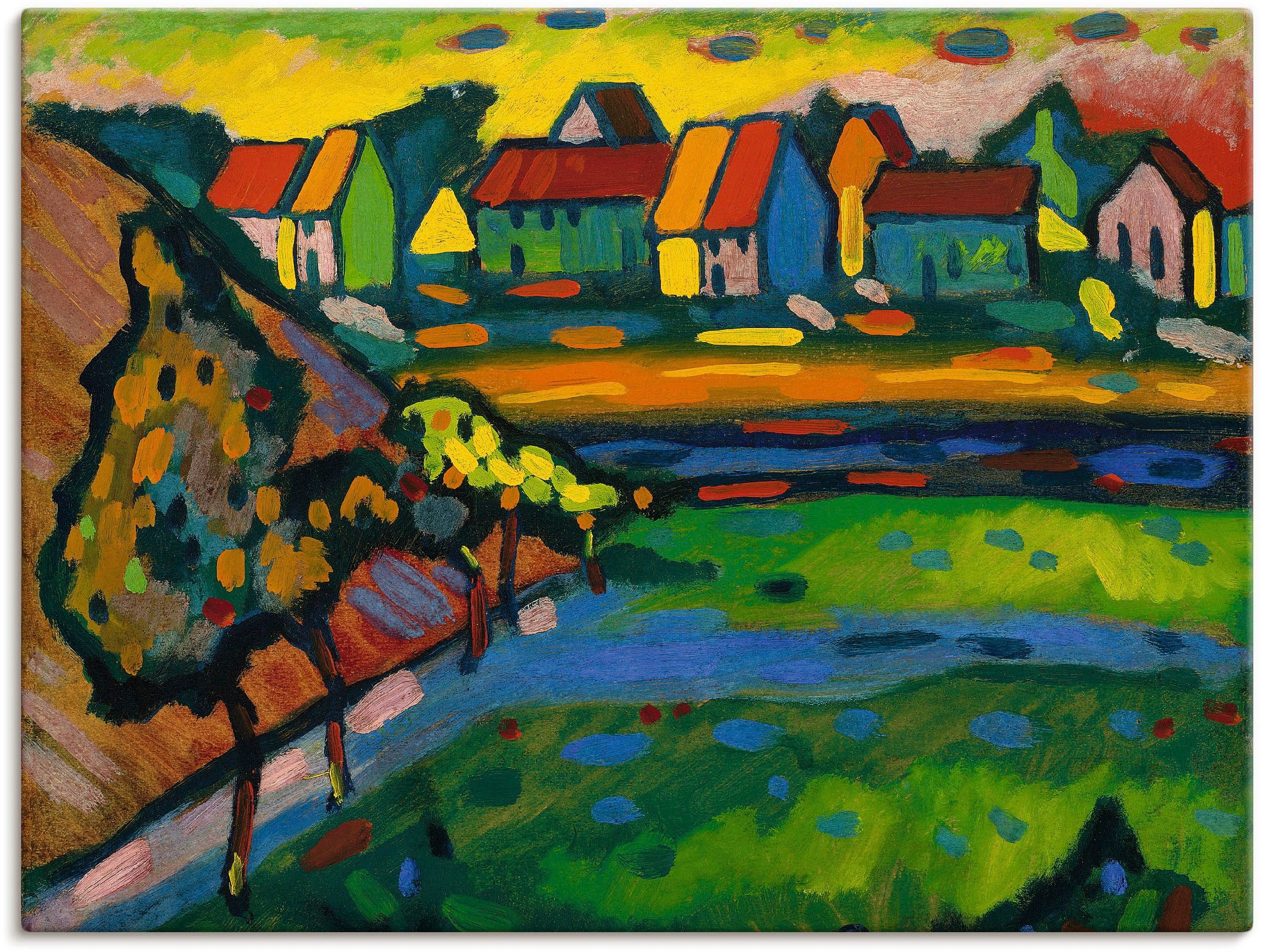 Artland Wandbild »Bayerisches Dorf mit Feld. 1908«, Europa, (1 St.), in vielen Größen & Produktarten -Leinwandbild, Poster, Wandaufkleber / Wandtattoo auch für Badezimmer geeignet