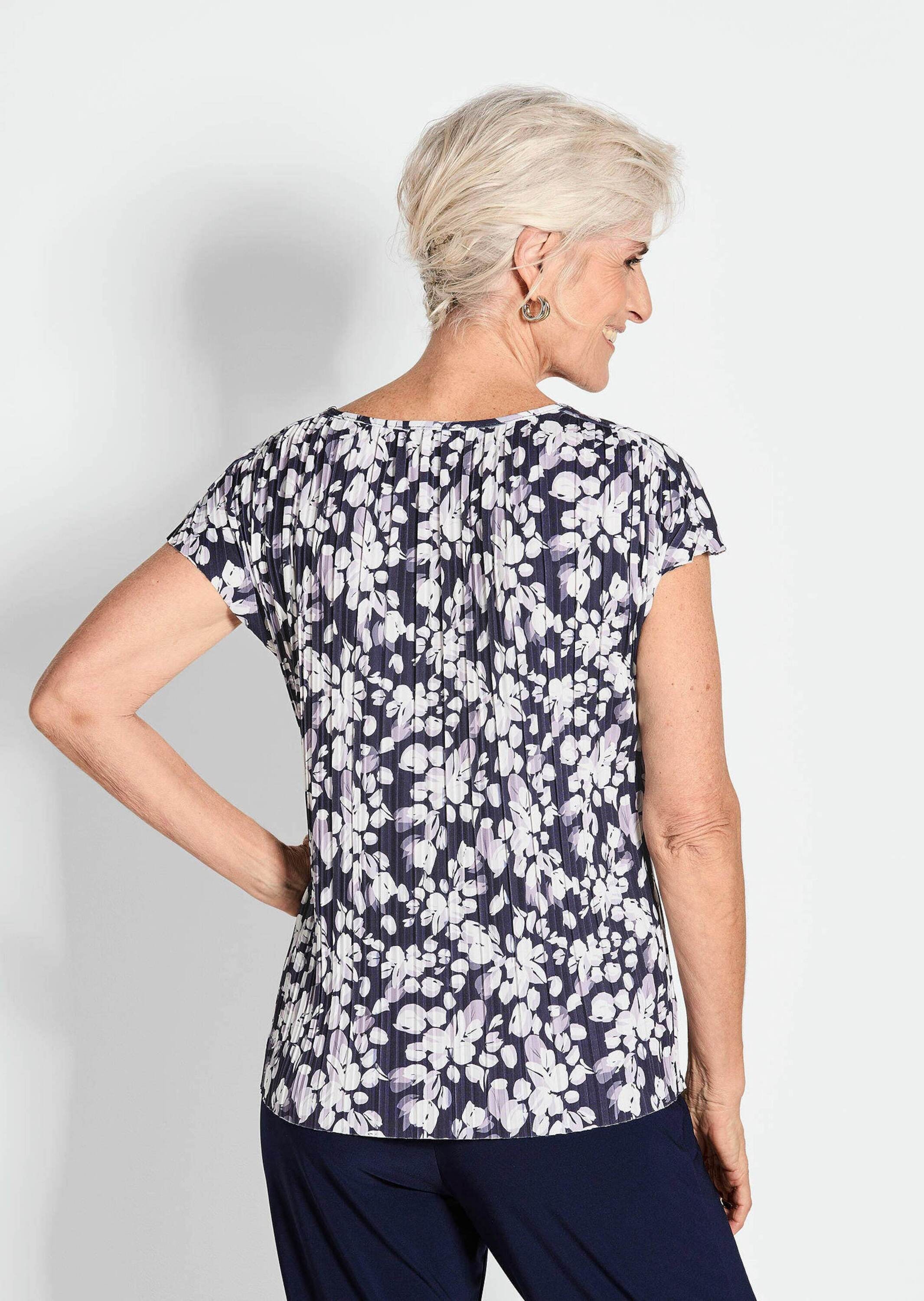 GOLDNER Kurzarmshirt »Kurzgröße Blaues Shirt ohne Arm aus Slinky«