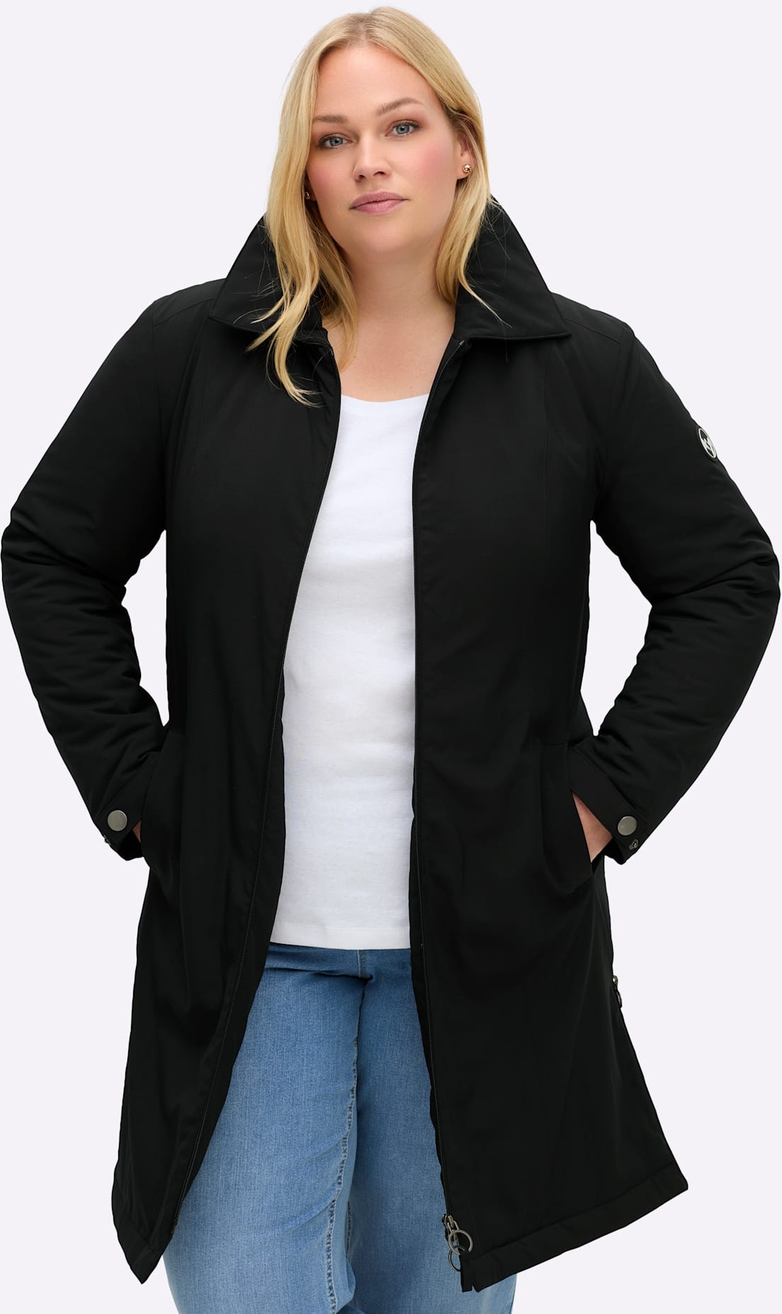 Sheego Langjacke ohne Kapuze