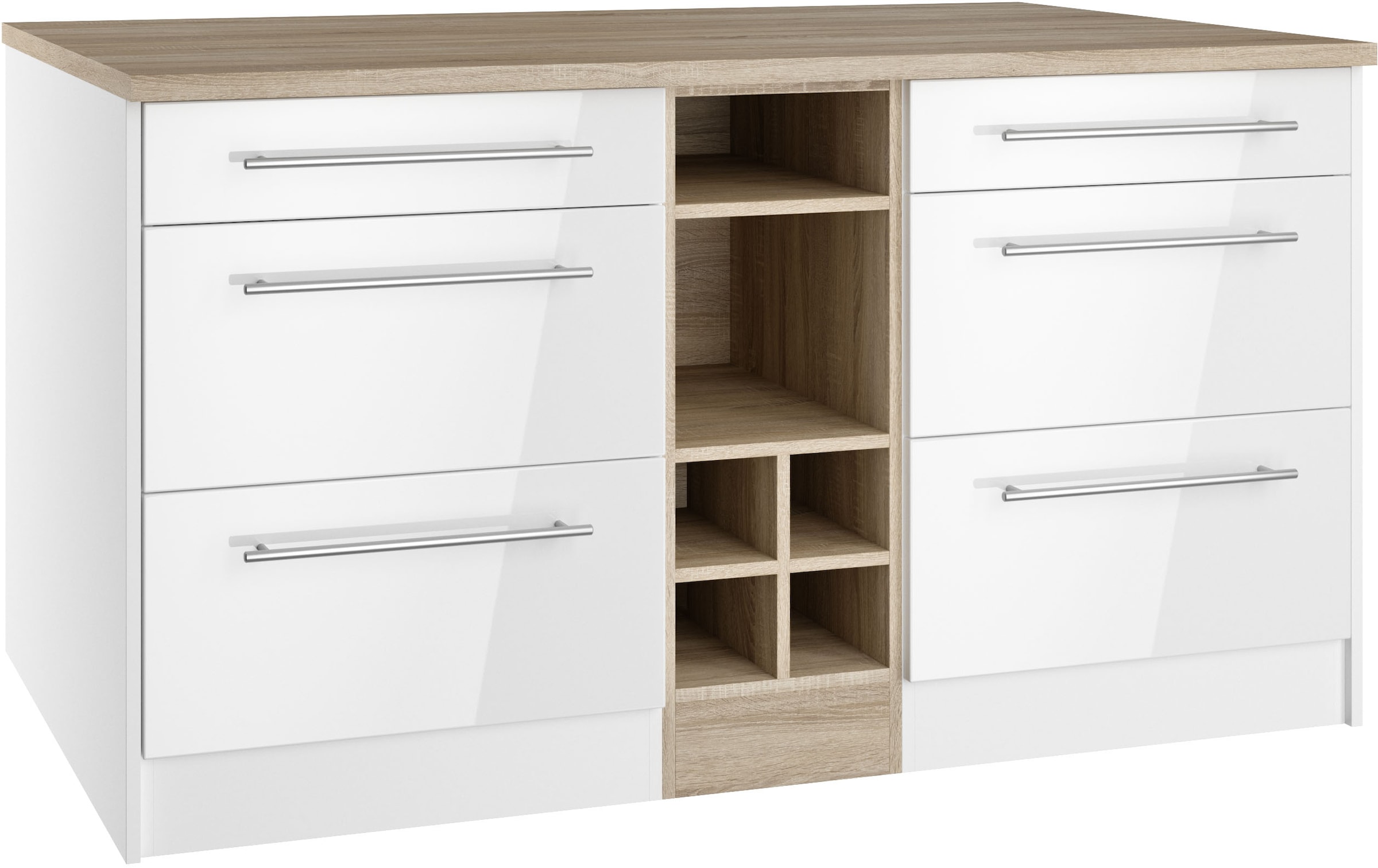 HELD MÖBEL Kücheninsel »Wien«, Breite 153 cm, MDF-Fronten, Flaschenregal