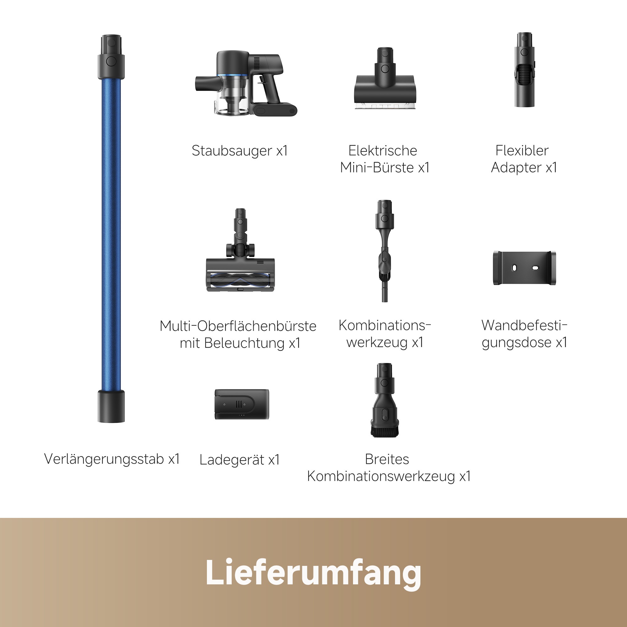 Mova Akku-Bodenstaubsauger »Mova S4 Detect, Kabelloser Vacuumsauger«, 20.000Pa Saugleistung/ Bürste mit LED-Leuchten/ Vielseitige Aufsätze