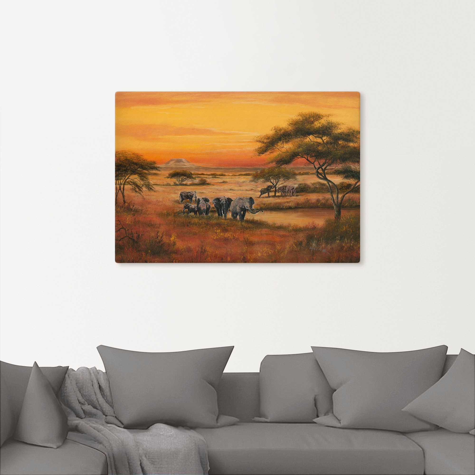 Artland Wandbild »Afrika Elefanten«, Afrika, (1 St.), als Alubild, Outdoorbild, Leinwandbild, Poster in verschied. Größen