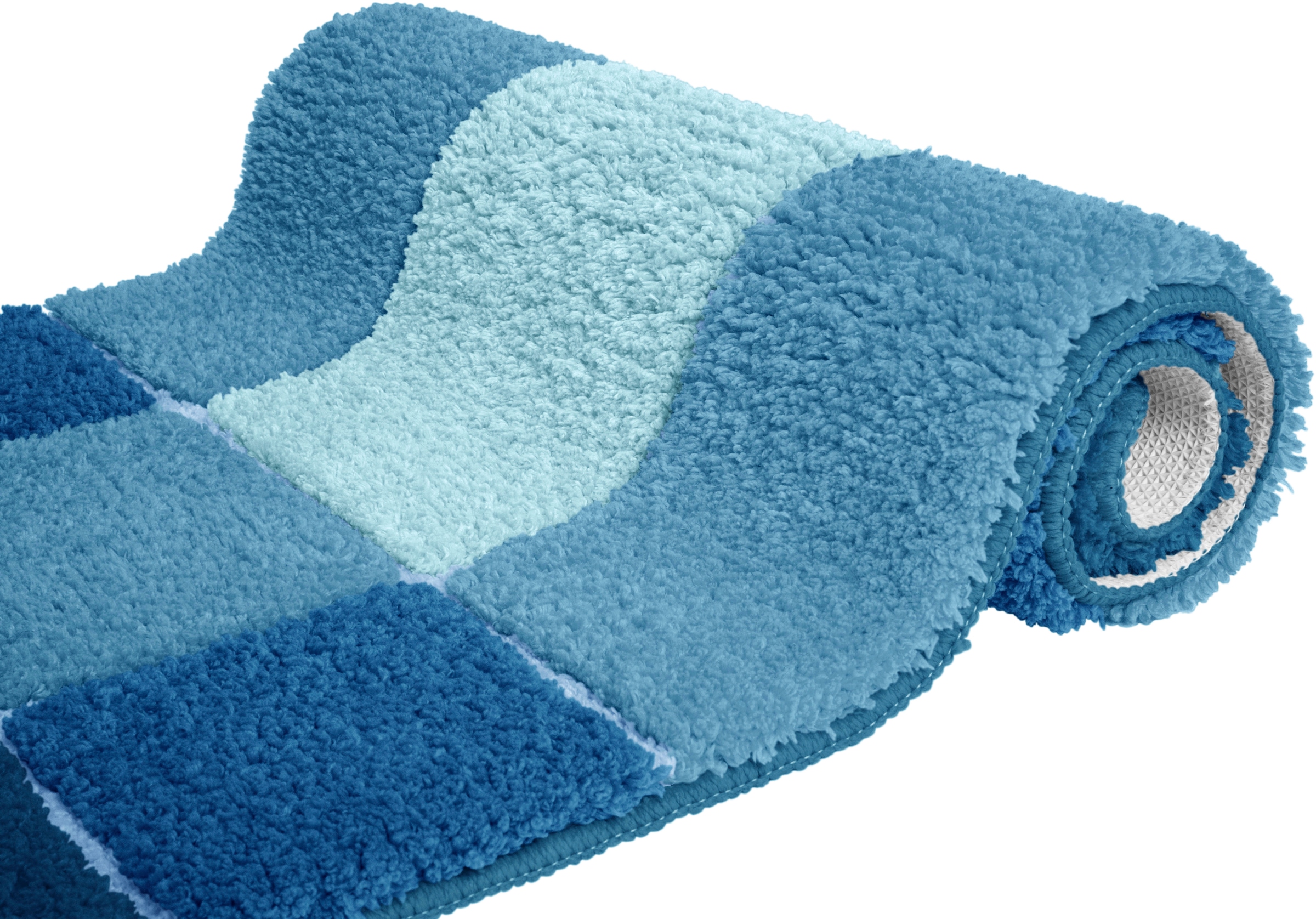 my home Badematte »Pia«, rutschhemmend beschichtet, strapazierfähig-fußbodenheizungsgeeignet-schnell trocknend, Badteppich, karierte Badematten, rechteckig, rund & als 3-tlg. Set