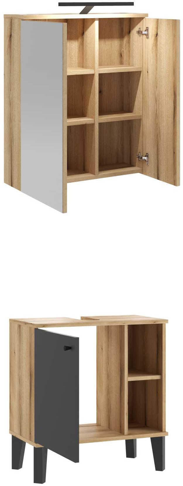 INOSIGN Badmöbel-Set »OSLO, Bad im skandinavischen Design, 2-teiliges Badezimmer« Set, 2 Stk. tlg.