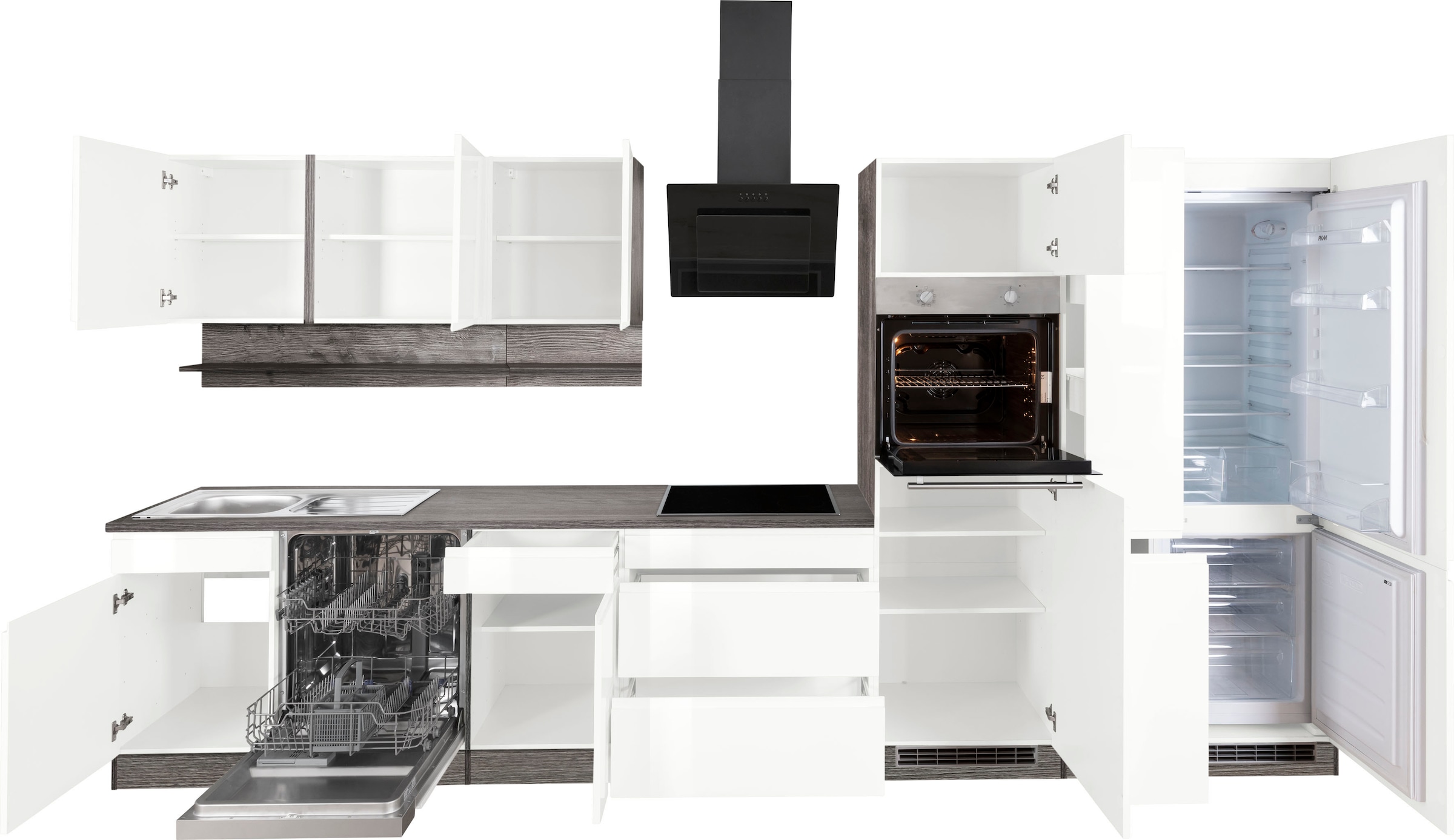 KOCHSTATION Küchenzeile »KS-Virginia« Breite 390 cm, ohne E-Geräte