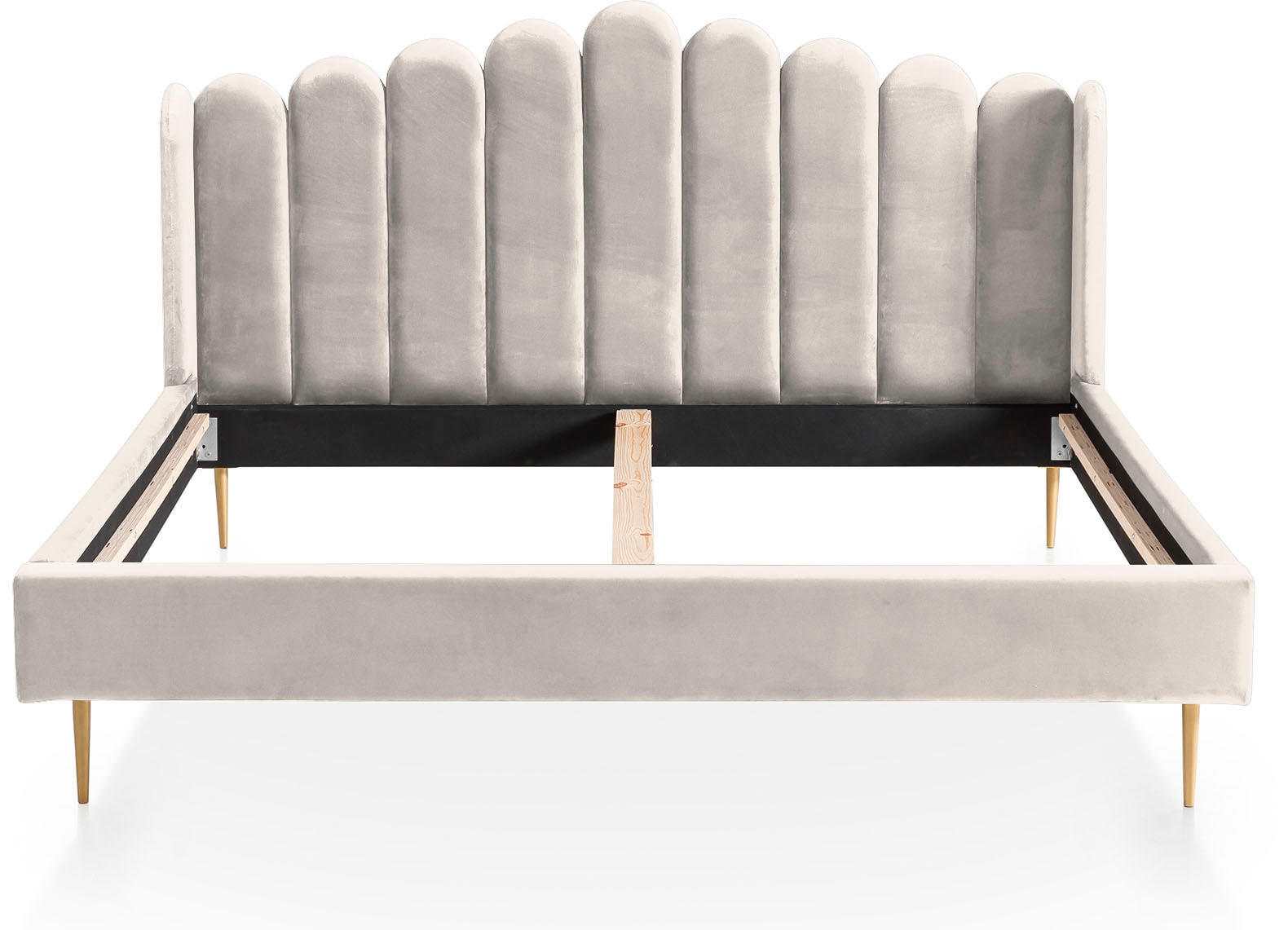 SalesFever Polsterbett »Komfortables Bett für erholsamen Schlaf« Eleganz trifft Komfort: Samt-Bezug, goldfarbene Metallfüße