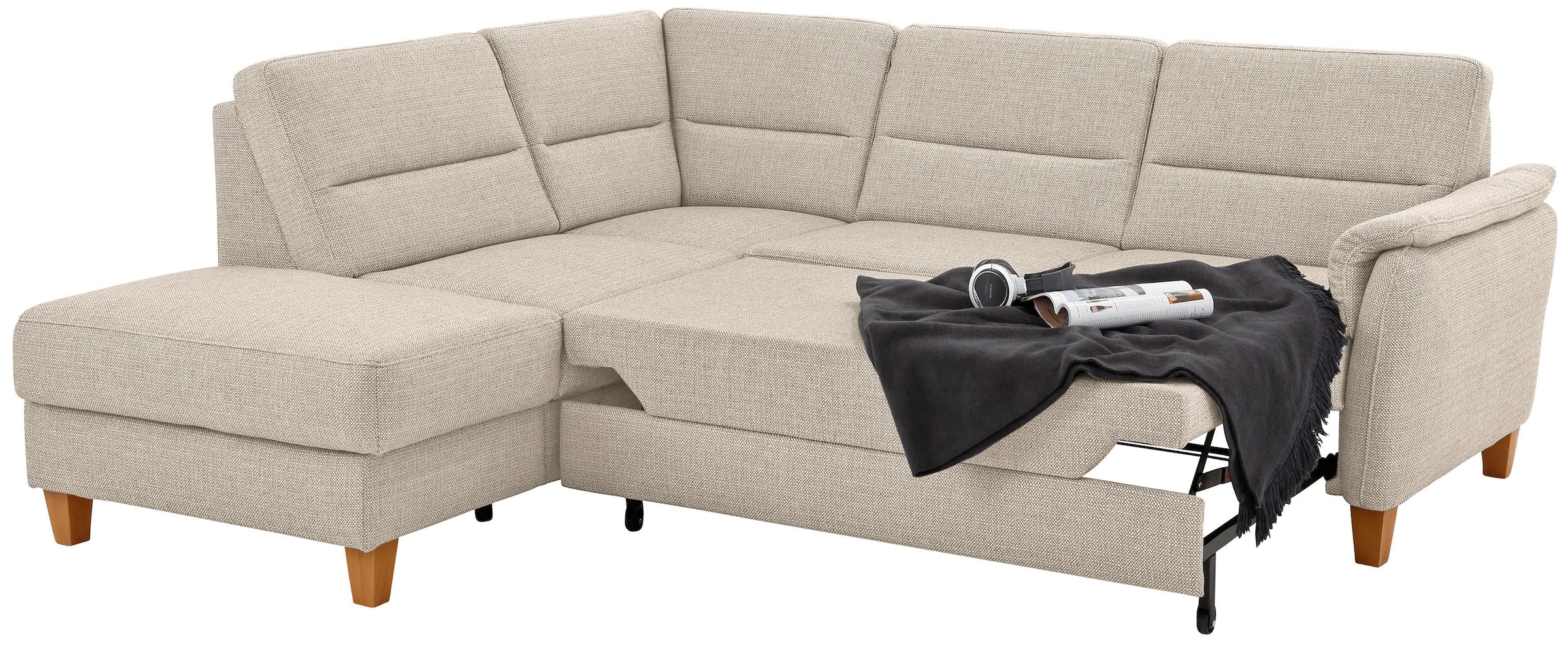 Home affaire Ecksofa »Palmera L-Form«, Federkern, wahlweise mit Bettfunktion und mit/ohne Stauraum