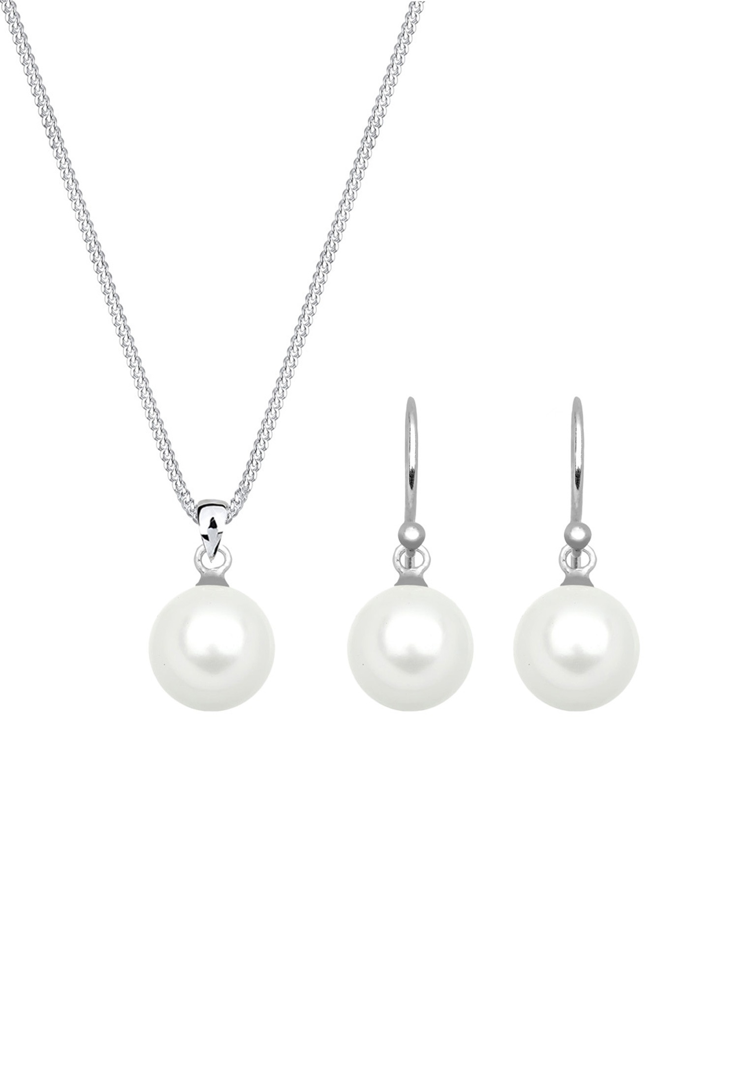 Elli Ohrring und Ketten Set »Schmuckset Muschelkernperle Weiß 925 Sterling Silber«