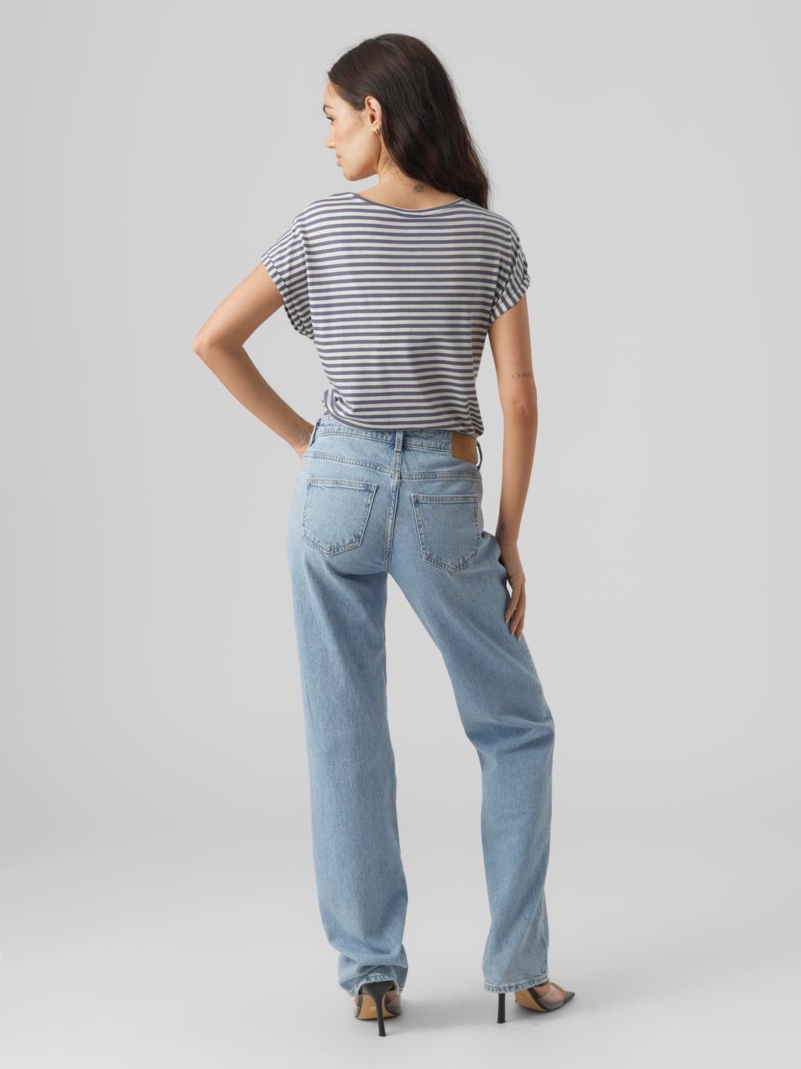 Vero Moda Rundhalsshirt »VMAVA PLAIN SS TOP STRIPE GA JRS NOOS«