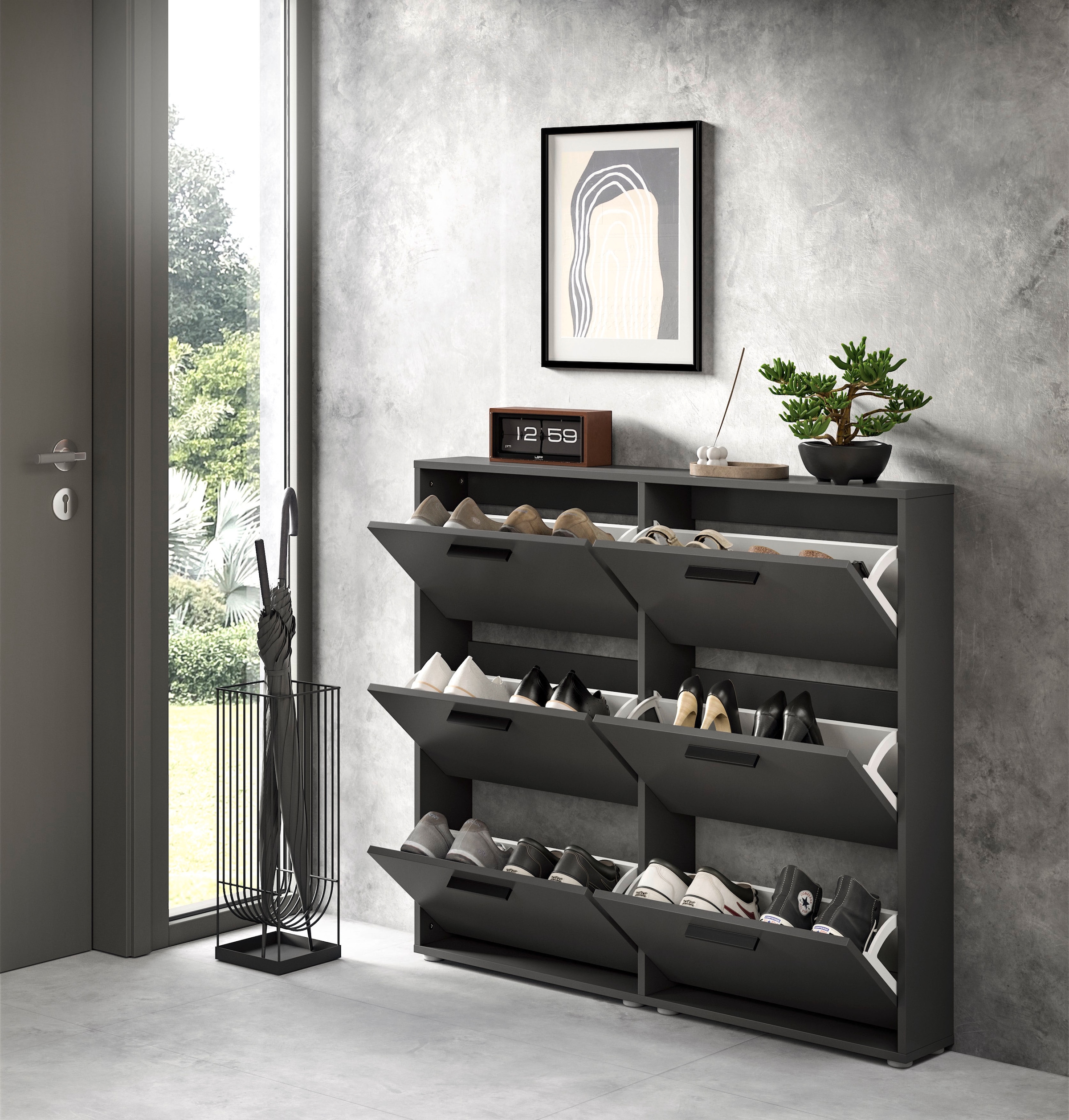 HBZ Schuhkommode »Sam Schuhkipper, Schuhschrank BxHxT 116x103x17 cm«, (1 St.), mit 6 Klappen