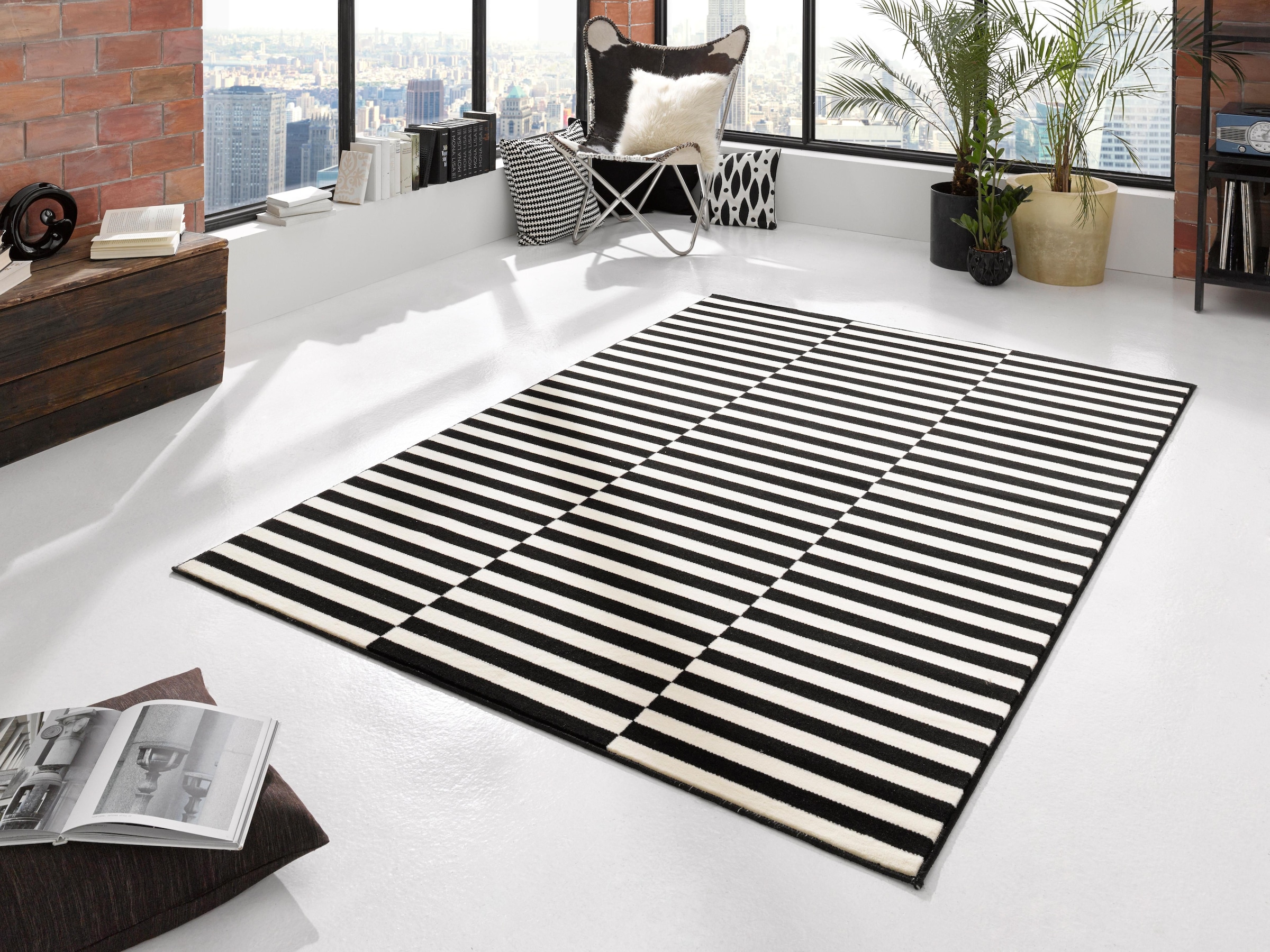 HANSE Home Teppich »Panel«, rechteckig, Kurzflor, Streifen Design, Linien, ringsum Gekettelt, Robust