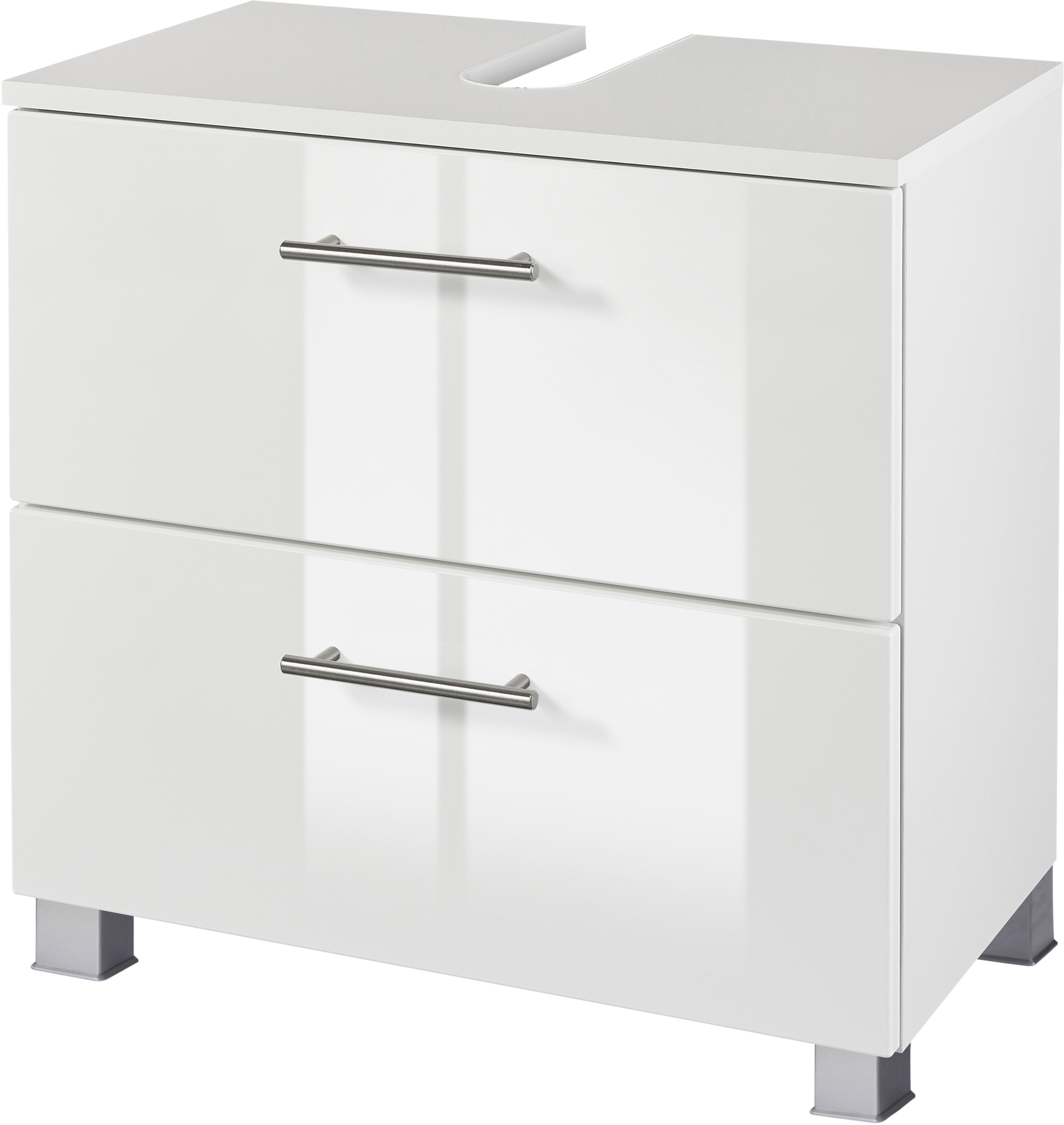 welltime Badmöbel-Set »"Trento", Badezimmer-Set, Hängeschrank, Unterschrank, Midischrank«, (5 St.), Waschbeckenunterschrank, Spiegelschrank inkl. Aufbauleuchte