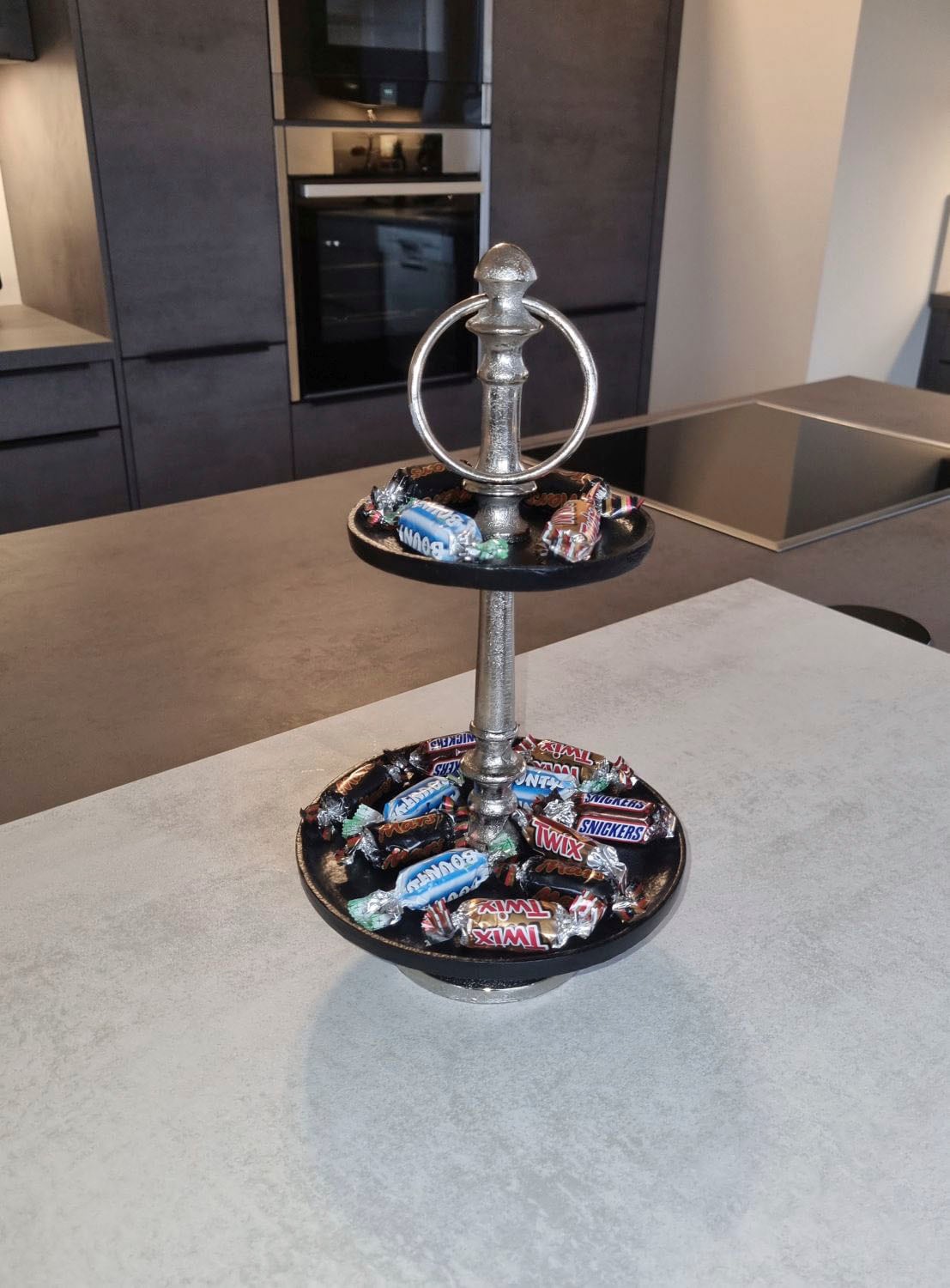 Ambiente Haus Etagere »Etagere 2 Stufen Silber und Schwarz«, (1 tlg.)
