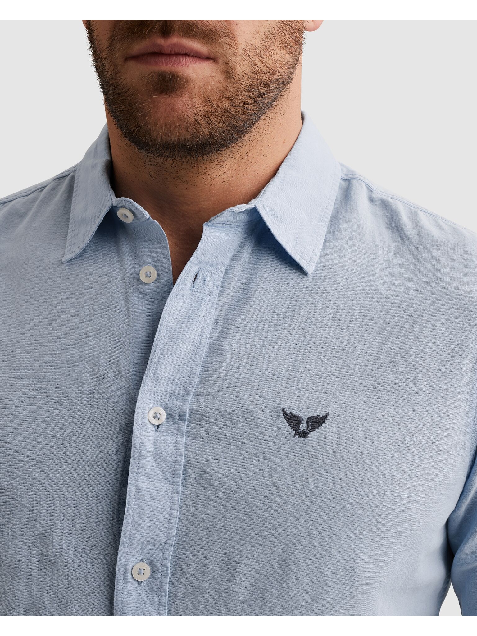 PME LEGEND Langarmhemd mit Logo Stickerei