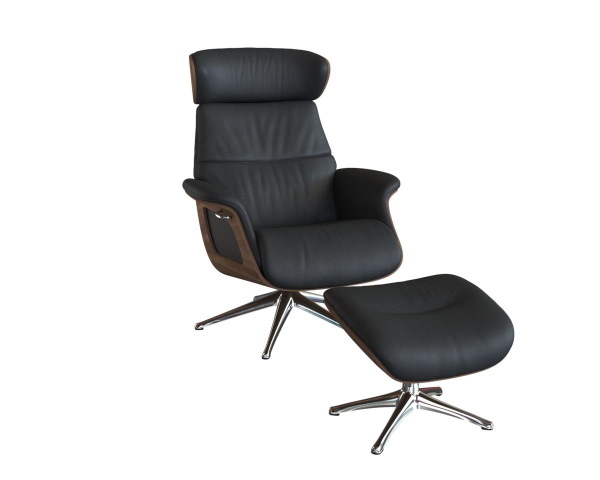 FLEXLUX Relaxsessel »Rücken u. Kopfverstellung, ergonomisch, Airchannels, klasse Komfort«, Rücken- & Kopfteilverstellung, Drehbar, Armlehne Walnuss, Fuß Alu