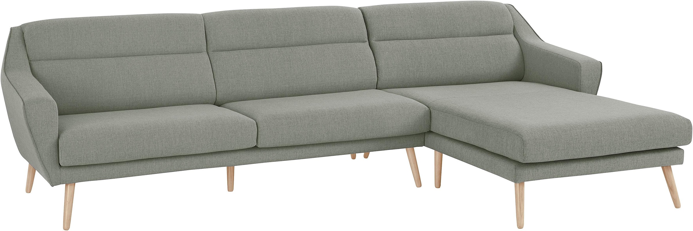 OTTO home Ecksofa »Bille L-Form« mit Naht im Rückenkissen und Beinen aus Eichenholz